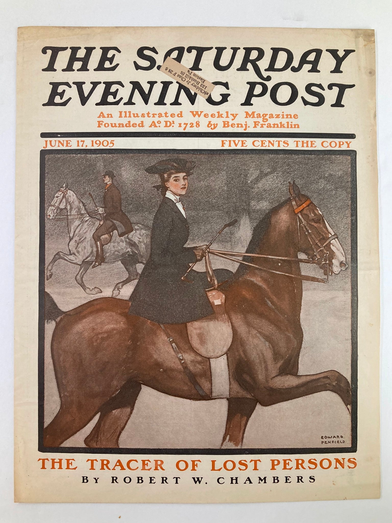 COVER ONLY The Saturday Evening Post June 17 1905 The Tracer of Lost Persons