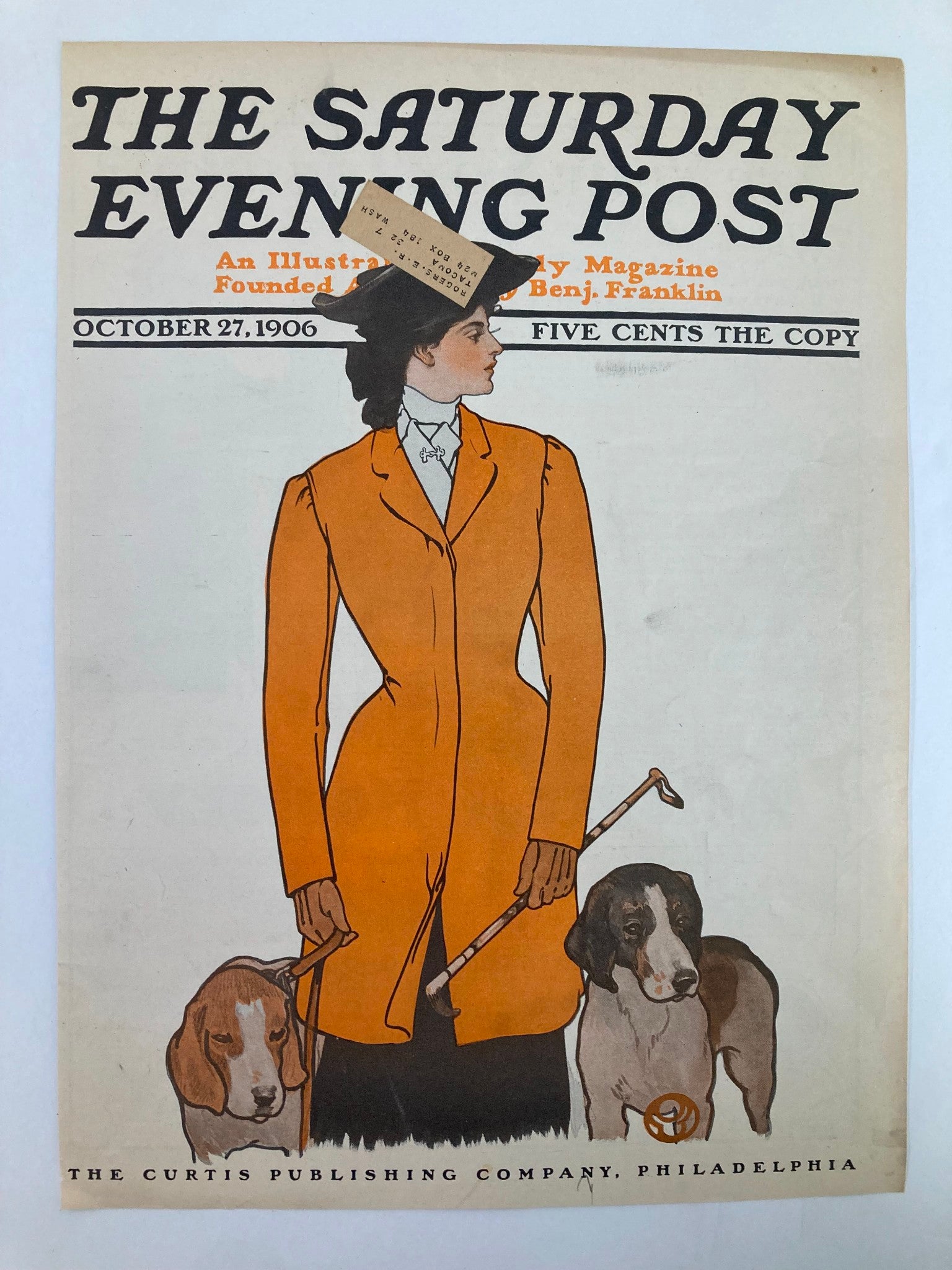 COVER ONLY The Saturday Evening Post October 27 1906 The Lady and Her Dogs