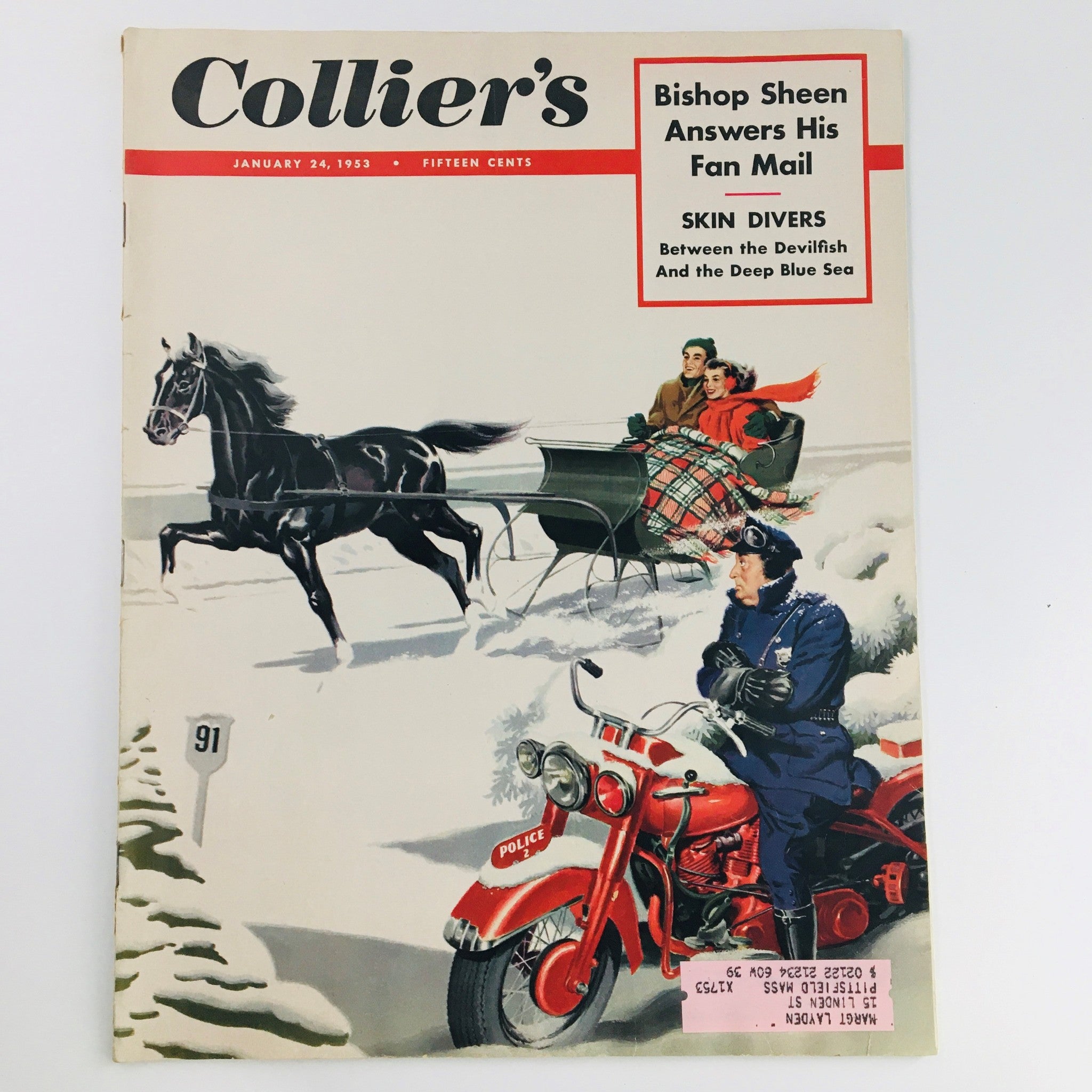 Collier's Magazine January 24 1953 Bishop Sheen Answers Fan Mail & Skin Divers