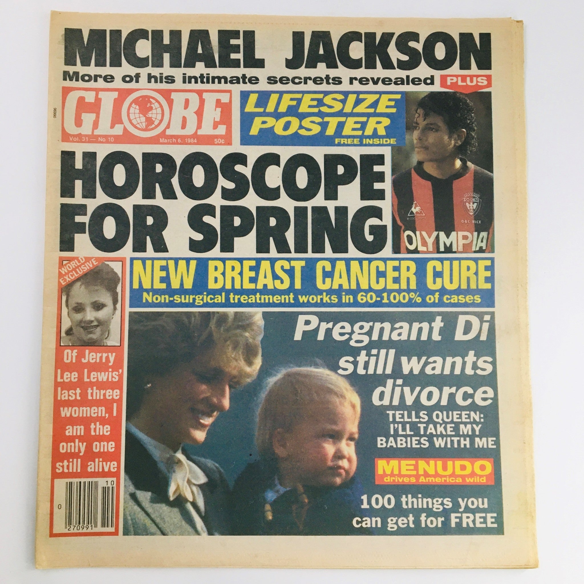 Globe Newspaper Vol 31 #10 March 6 1984 Princess Diana Divorce & Michael Jackson