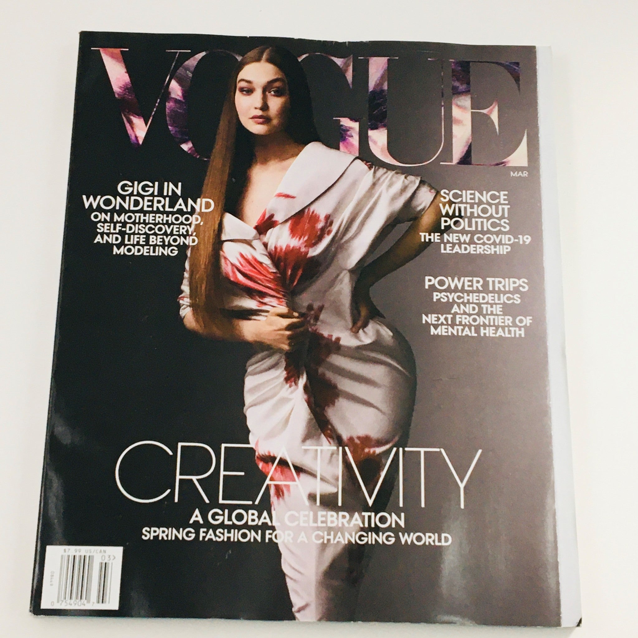 Vogue Magazine March 2021 American Model Gigi Hadid in Wonderland, No Label