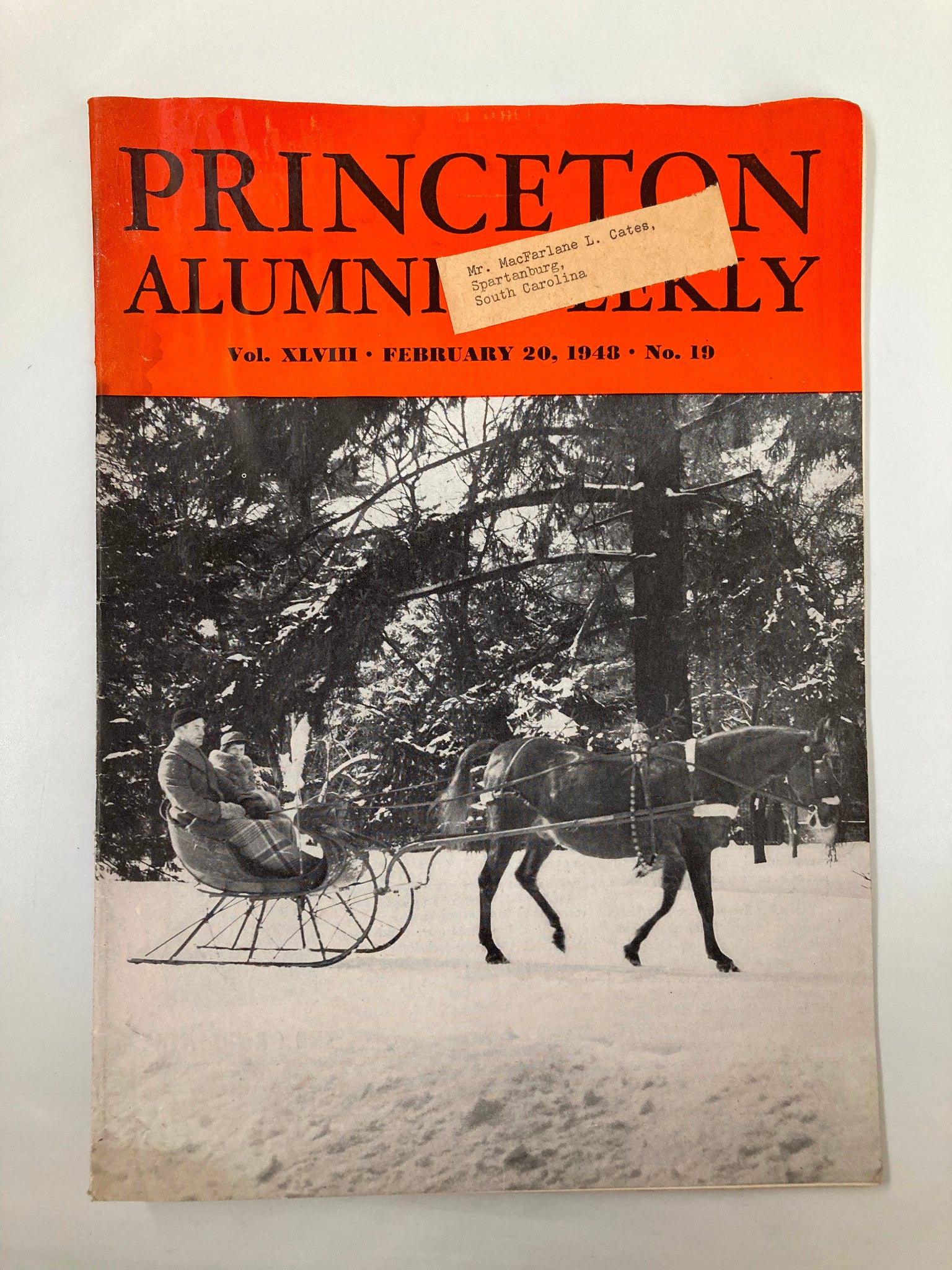 VTG Princeton Alumni Weekly February 20 1948 Old-Fashioned Sleigh Ride in Snow