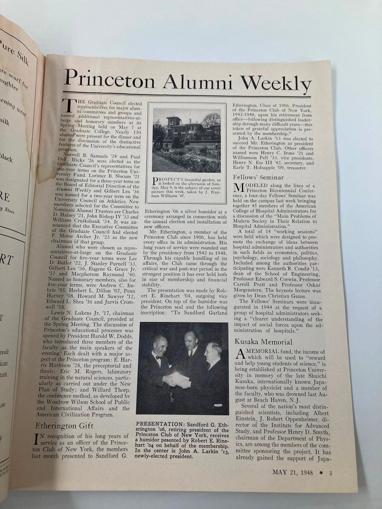 VTG Princeton Alumni Weekly May 21 1948 Prospect's Beautiful Garden On Afternoon