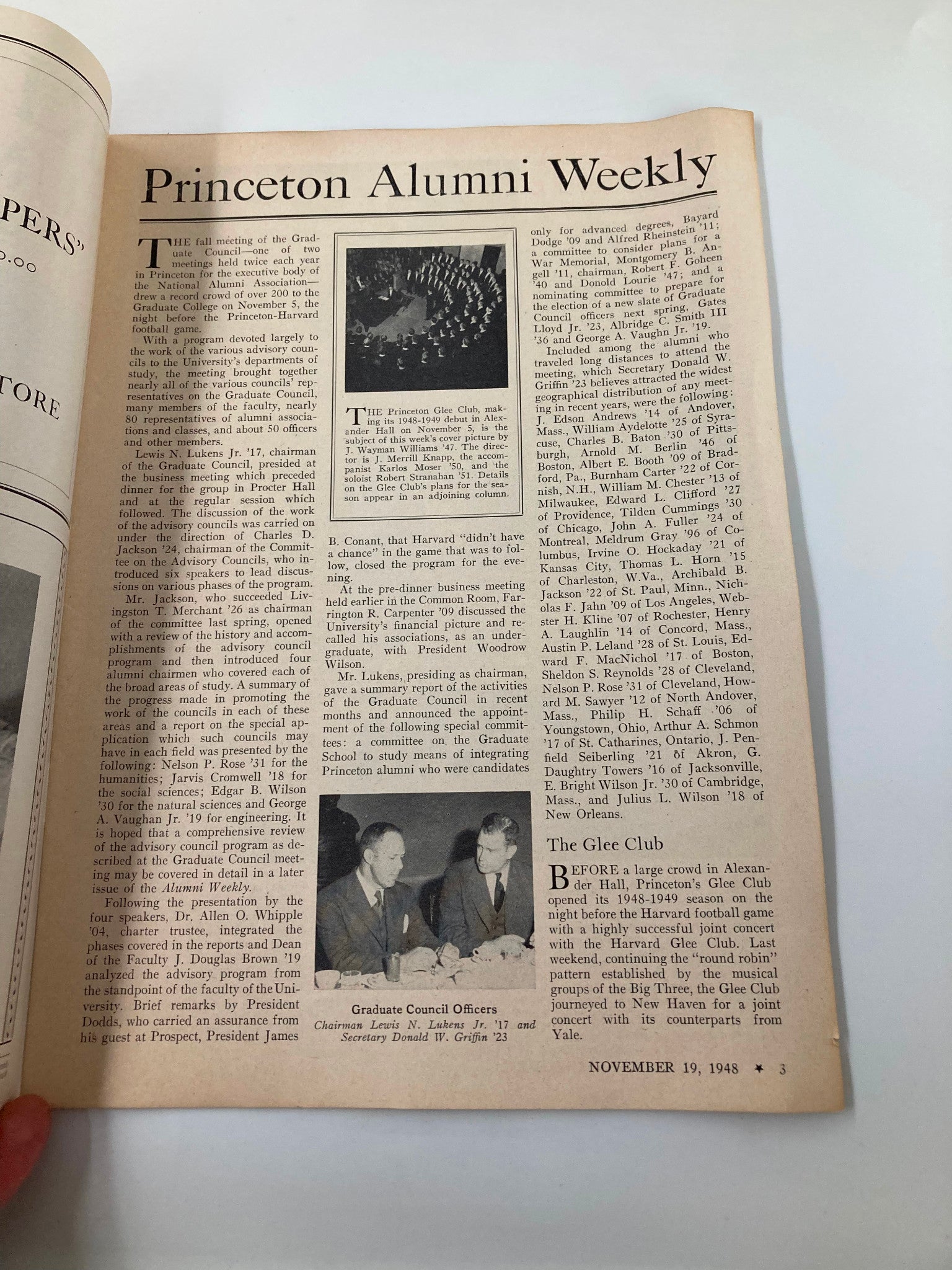 VTG Princeton Alumni Weekly November 19 1948 The Princeton Glee Club Debut