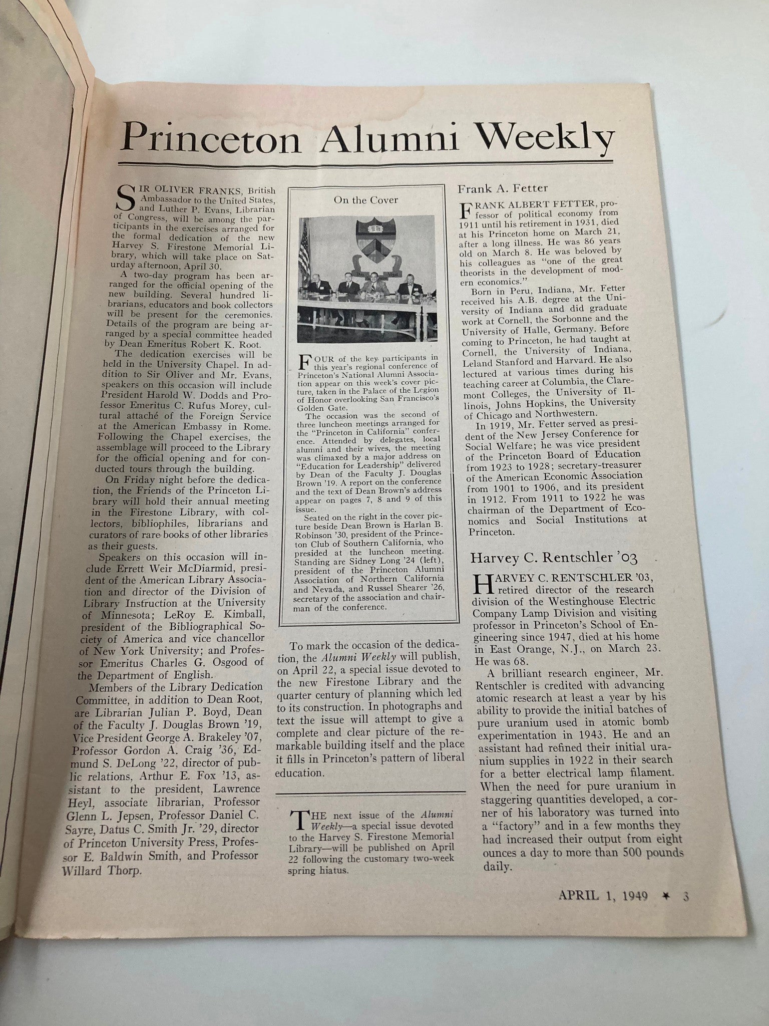 VTG Princeton Alumni Weekly April 1 1949 Princeton National Alumni Association