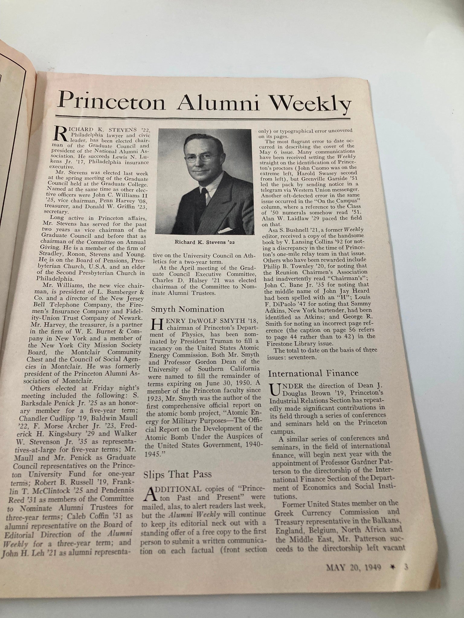 VTG Princeton Alumni Weekly May 20 1949 Richard K. Stevens Philadelphia Lawyer