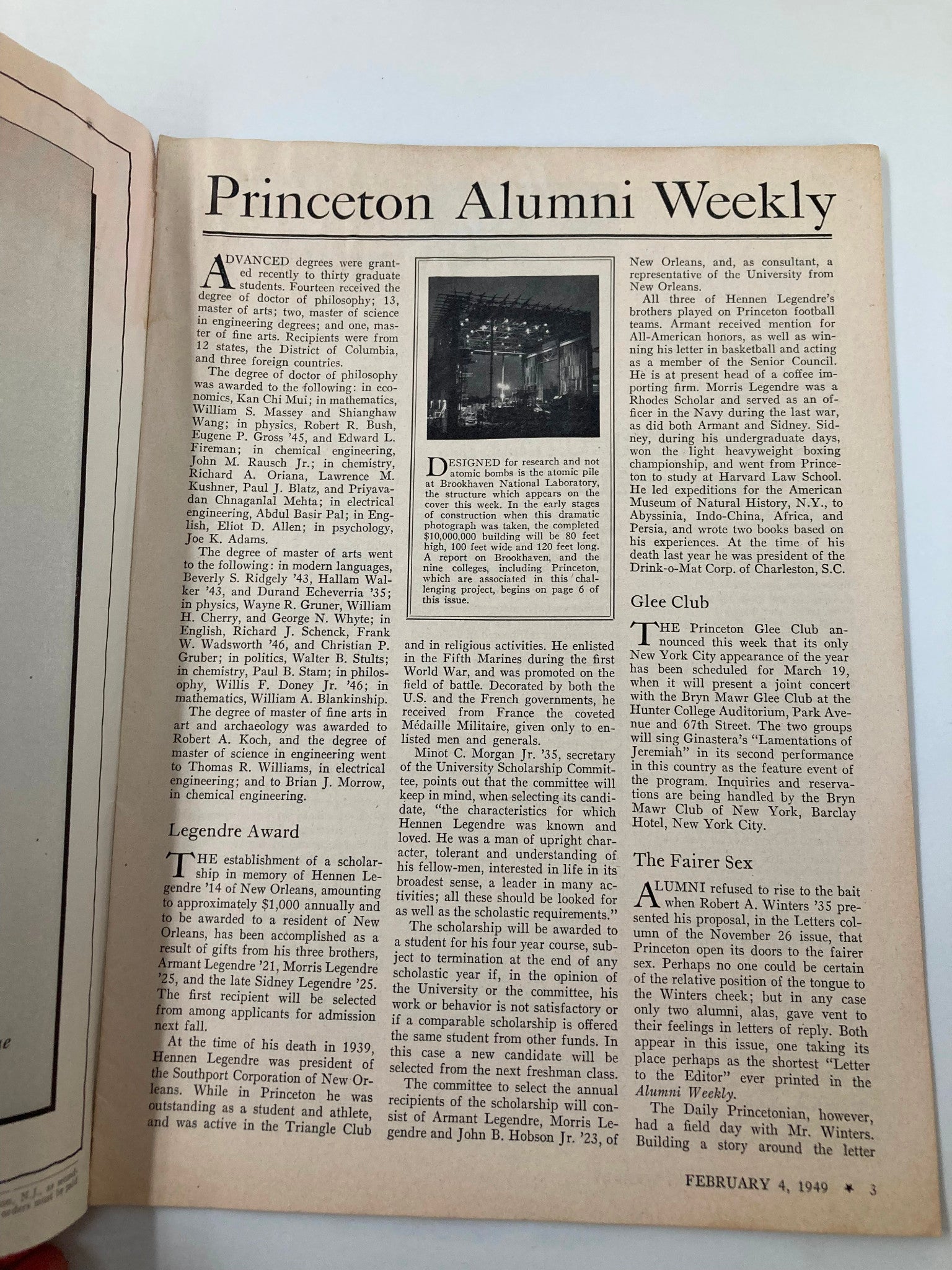 VTG Princeton Alumni Weekly February 4 1949 The Atomic Pile in Brookhaven