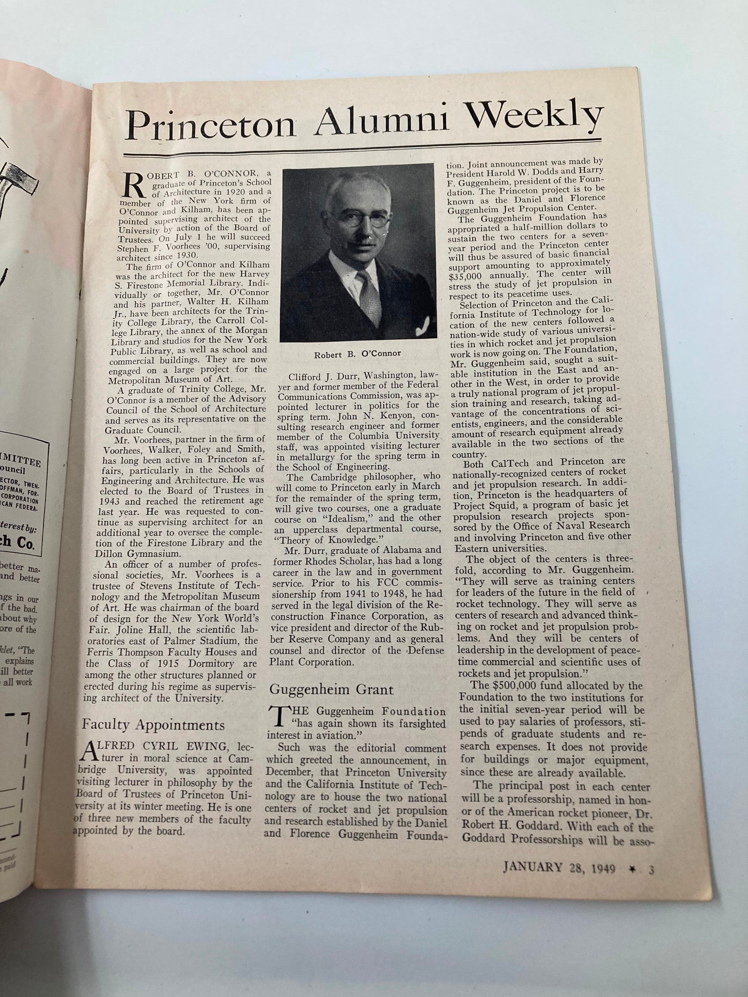 VTG Princeton Alumni Weekly January 28 1949 Robert B. O'Connor of Architecture