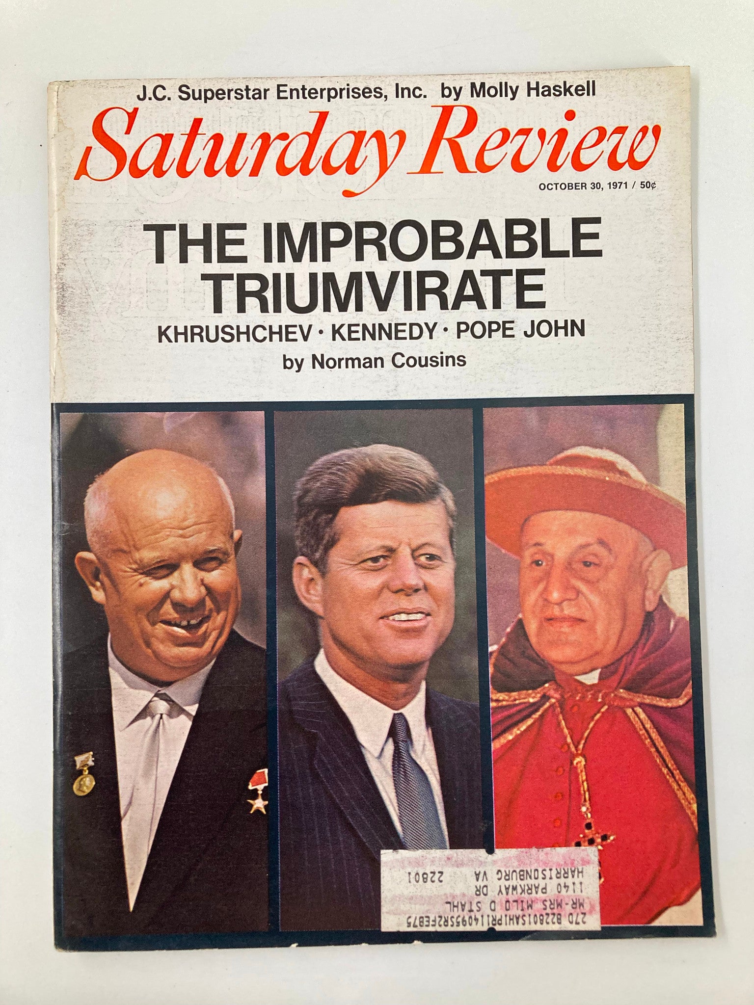 VTG Saturday Review Magazine October 30 1971 Khrushchev, Kennedy & Pope John