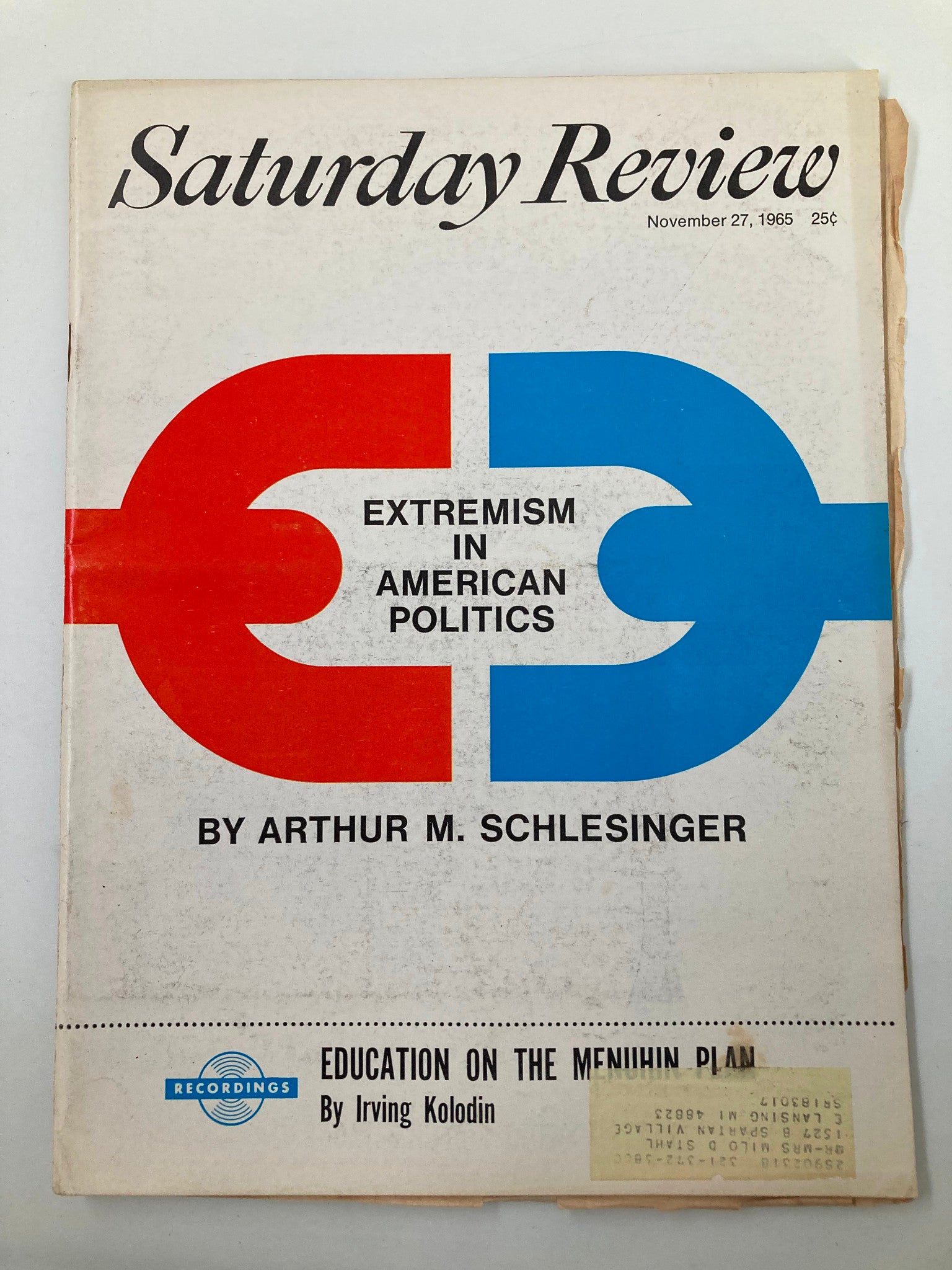 VTG Saturday Review Magazine November 27 1965 Extremism in American Politics