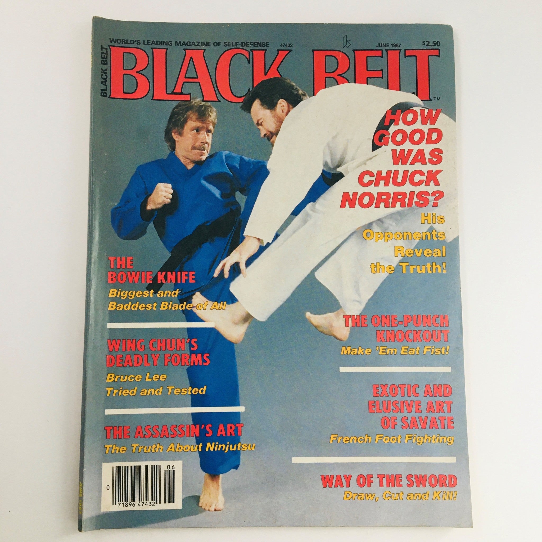 Black Belt Magazine June 1987 Vol 25 #6 Chuck Norris & The Bowie Knife, No Label