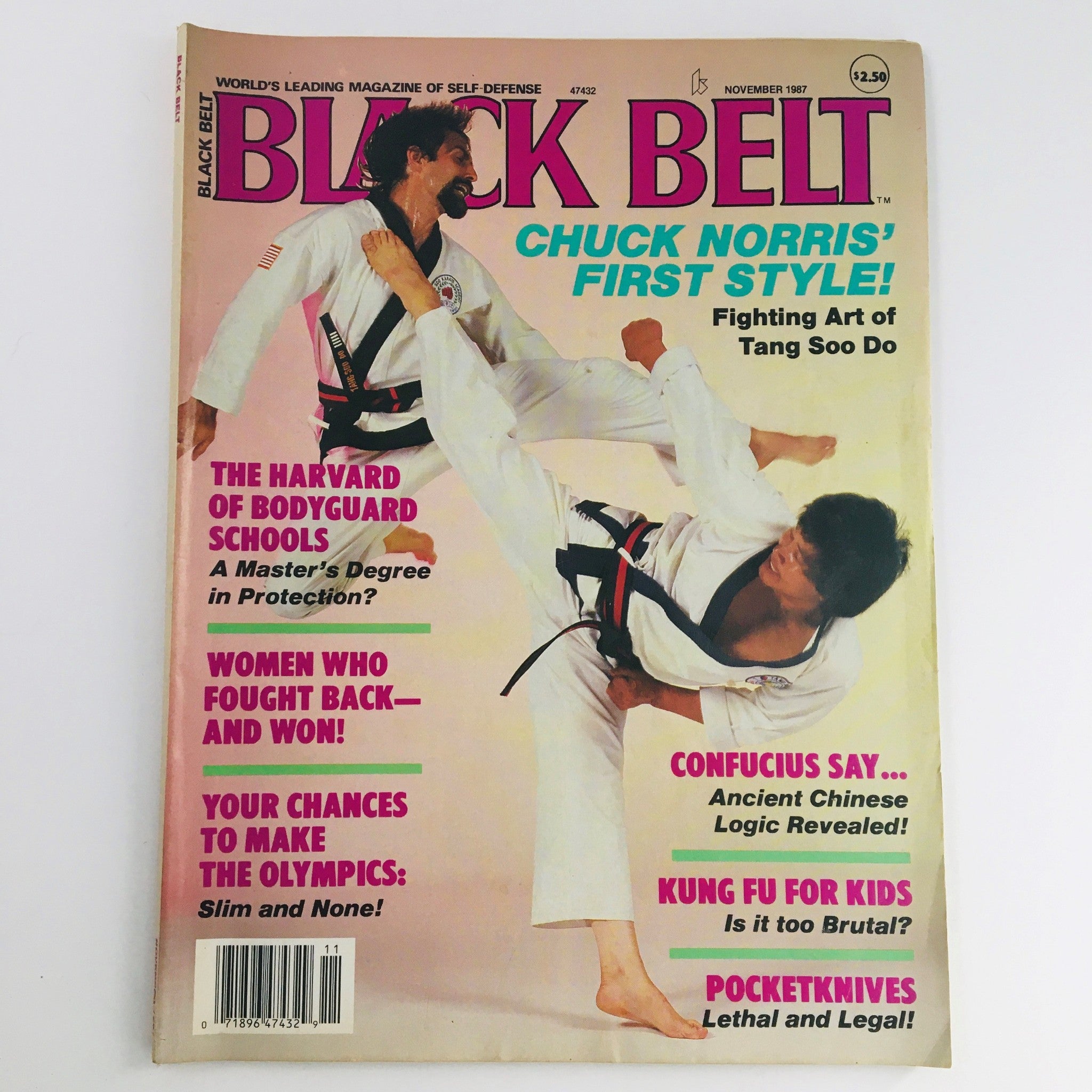 Black Belt Magazine November 1987 Vol 25 #11 C. S. Kim & Chuck Norris, No Label