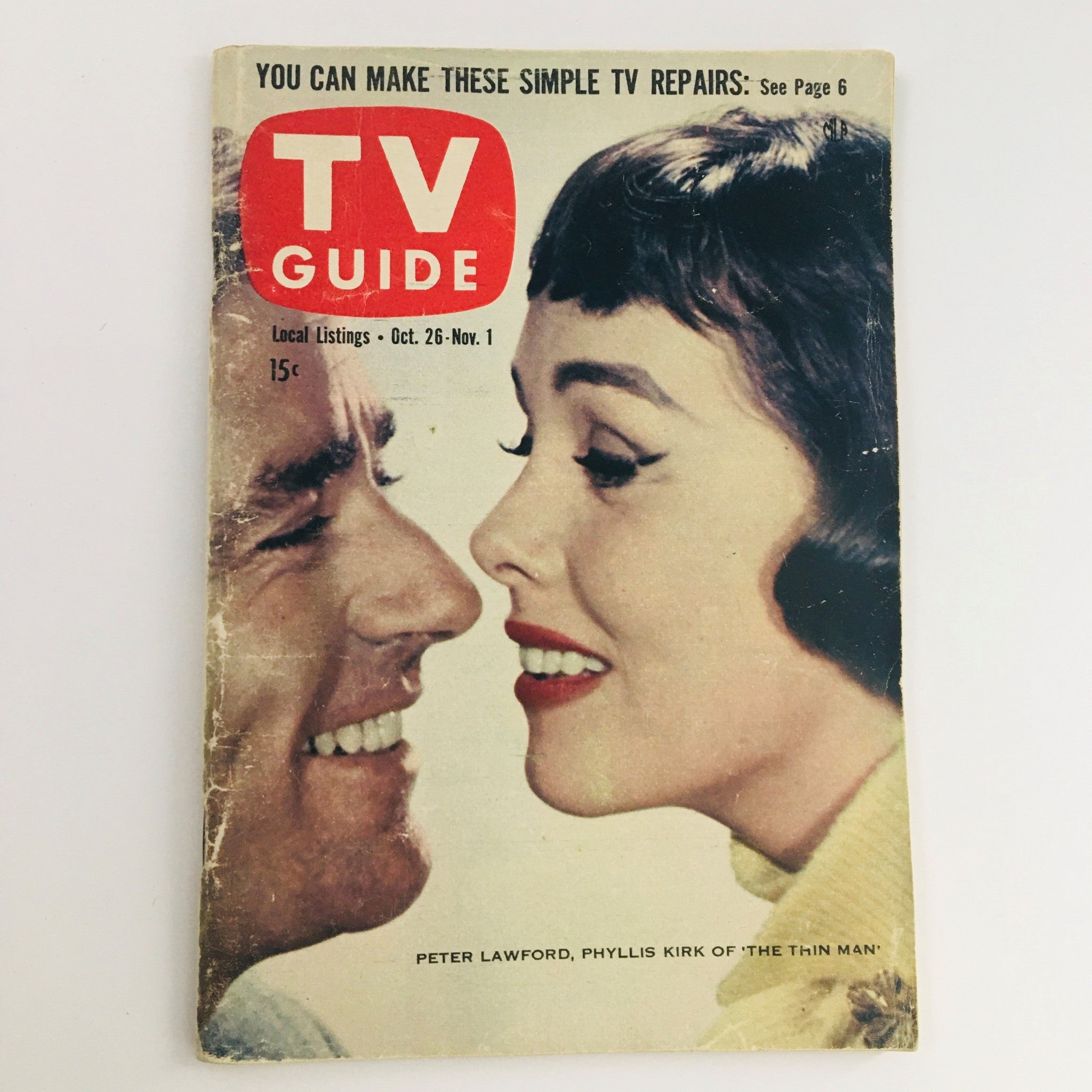 TV Guide Magazine October 26 1957 Vol 5 #43 Peter Lawford & Phyllis Kirk Cover