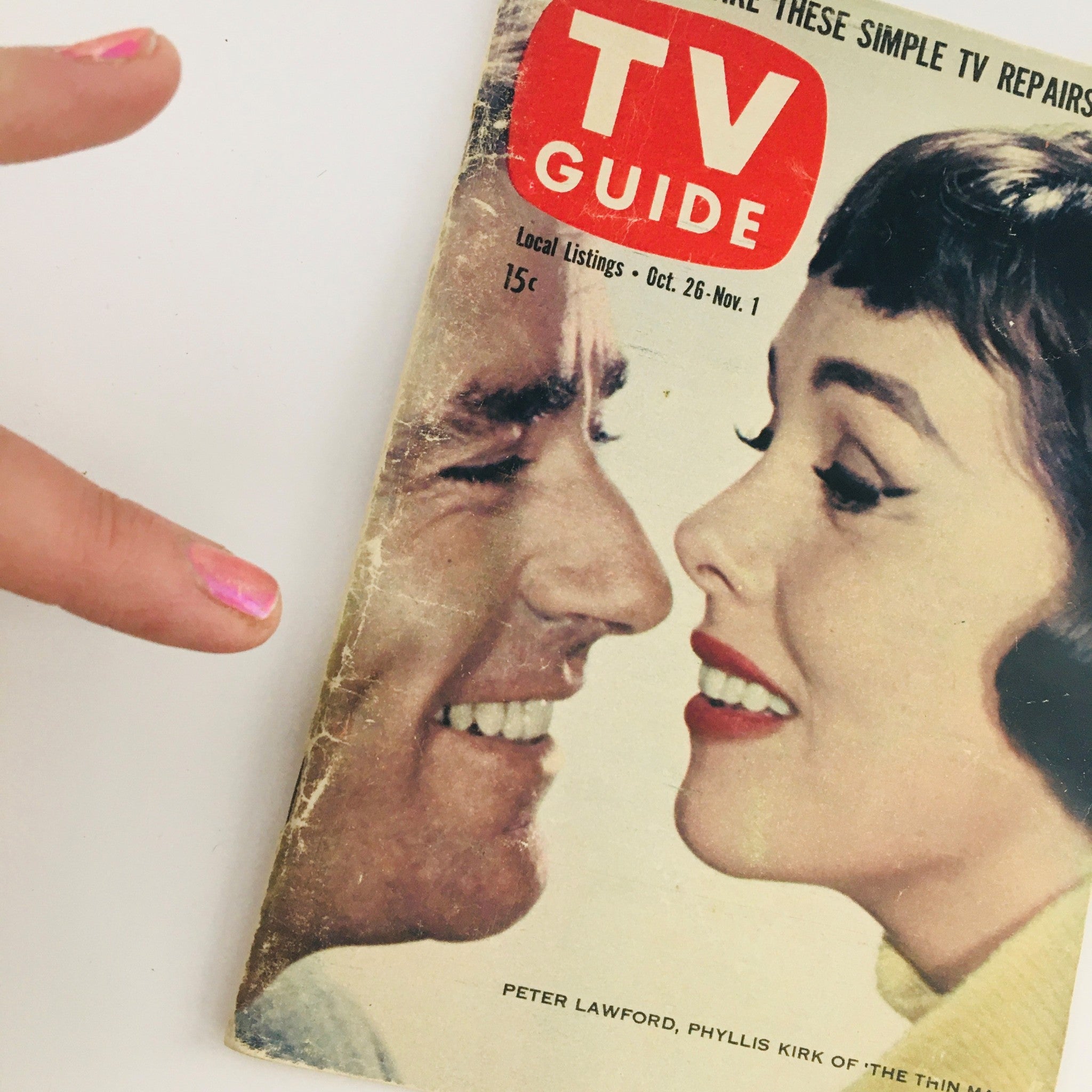 TV Guide Magazine October 26 1957 Vol 5 #43 Peter Lawford & Phyllis Kirk Cover