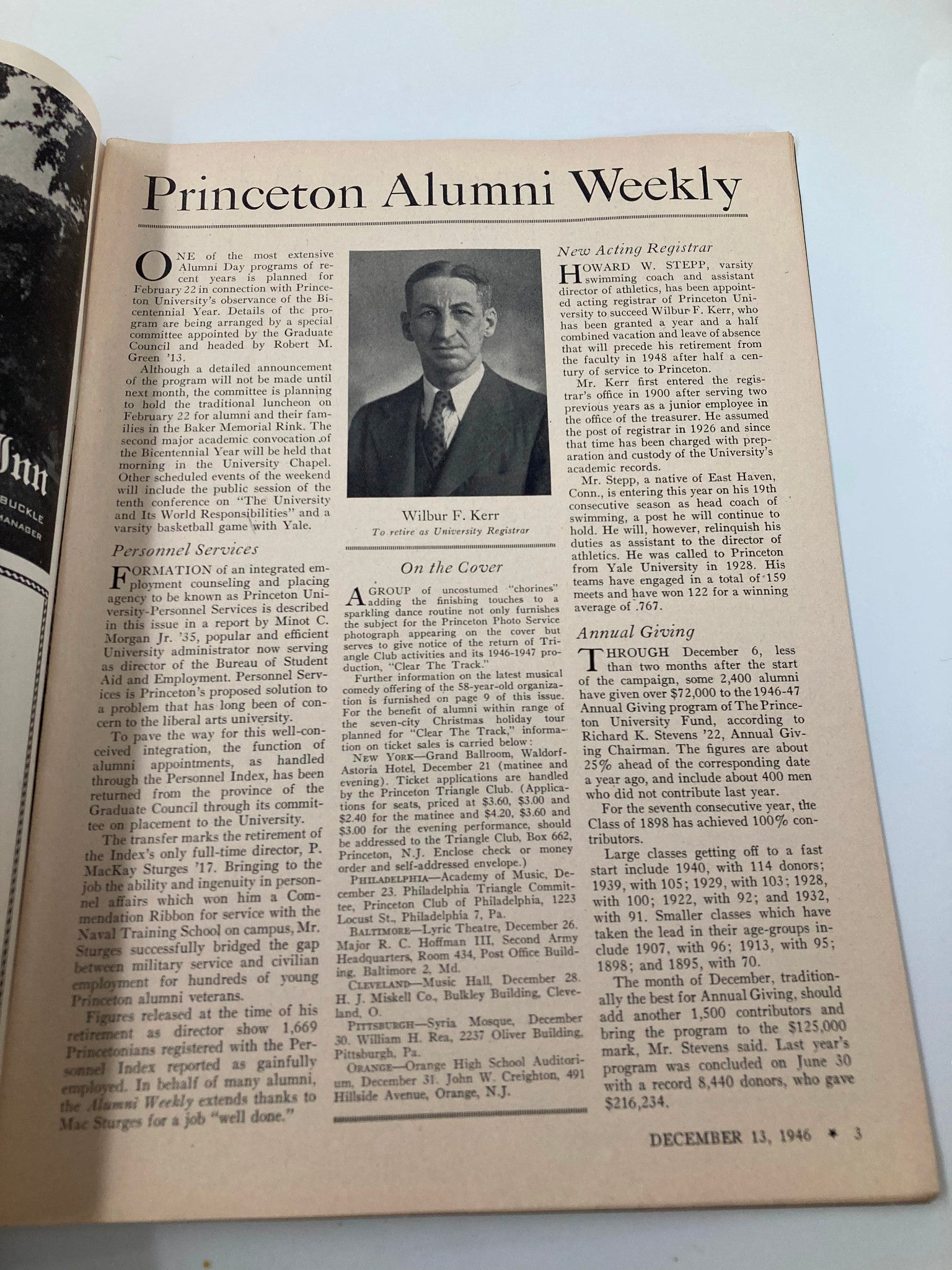 VTG Princeton Alumni Weekly December 13 1946 Wilbur F. Kerr University Registrar