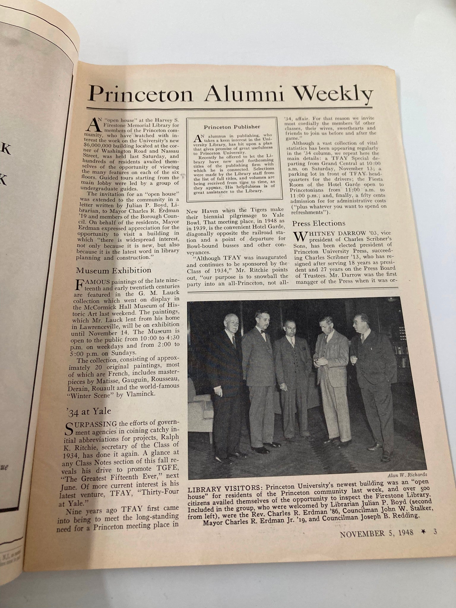 VTG Princeton Alumni Weekly November 5 1948 Harvey S. Firestone Memorial Library