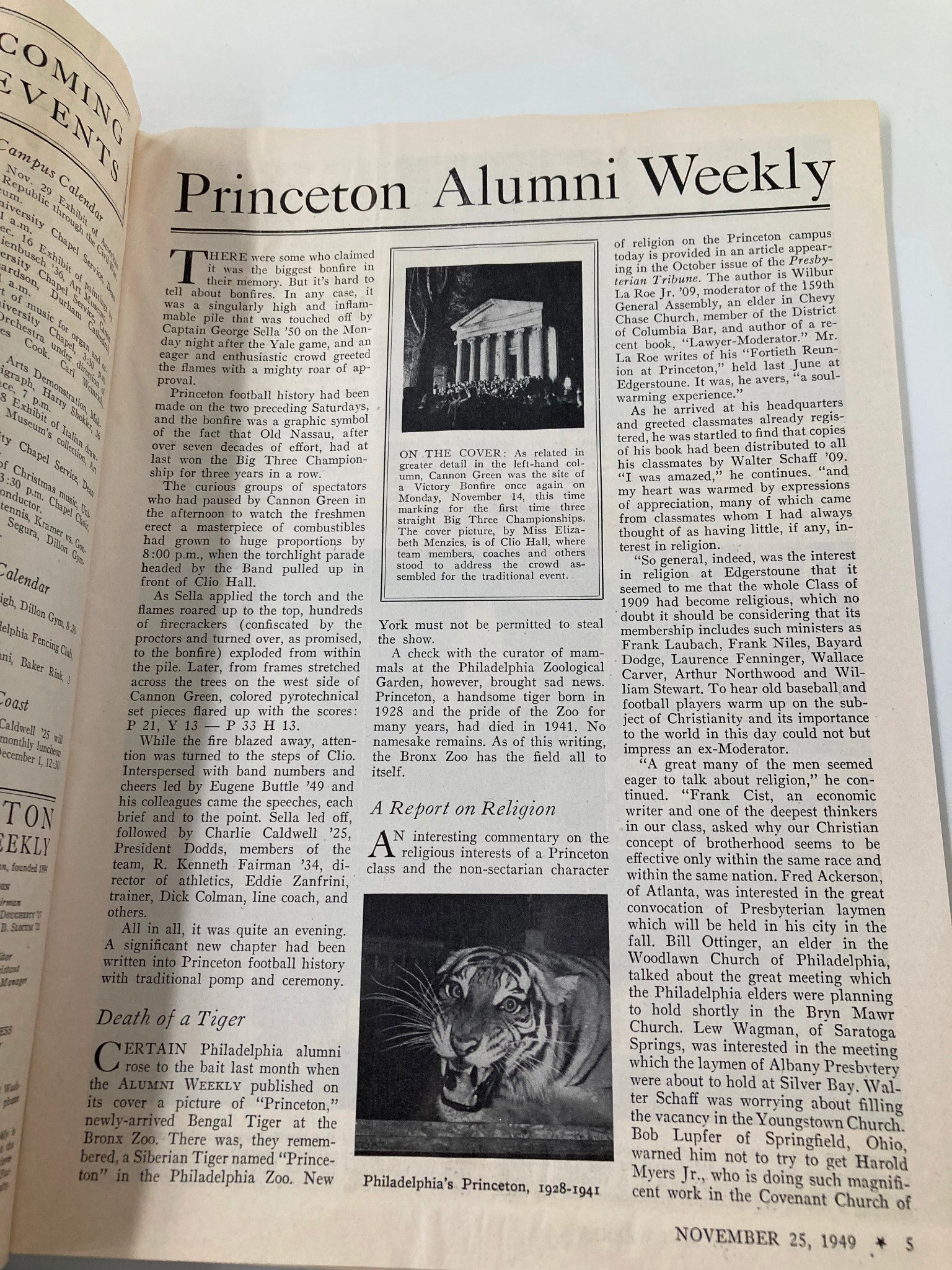 VTG Princeton Alumni Weekly November 22 1949 Cannon Green Site Victory Bonfire