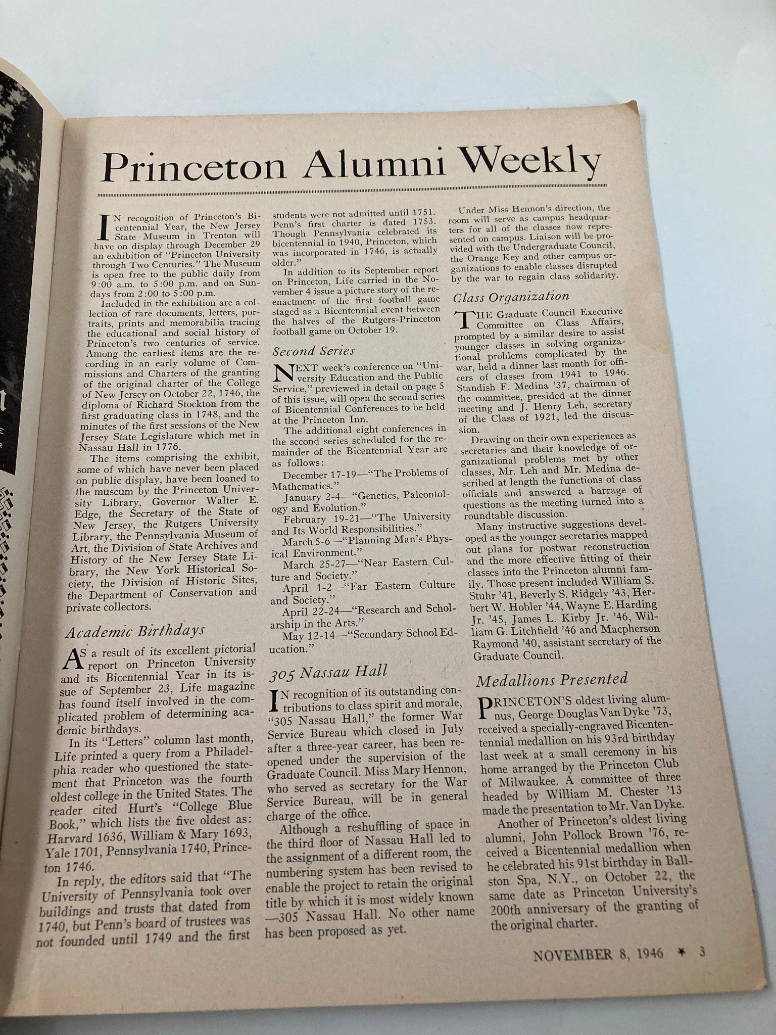 VTG Princeton Alumni Weekly November 8 1946 September Report on Princeton