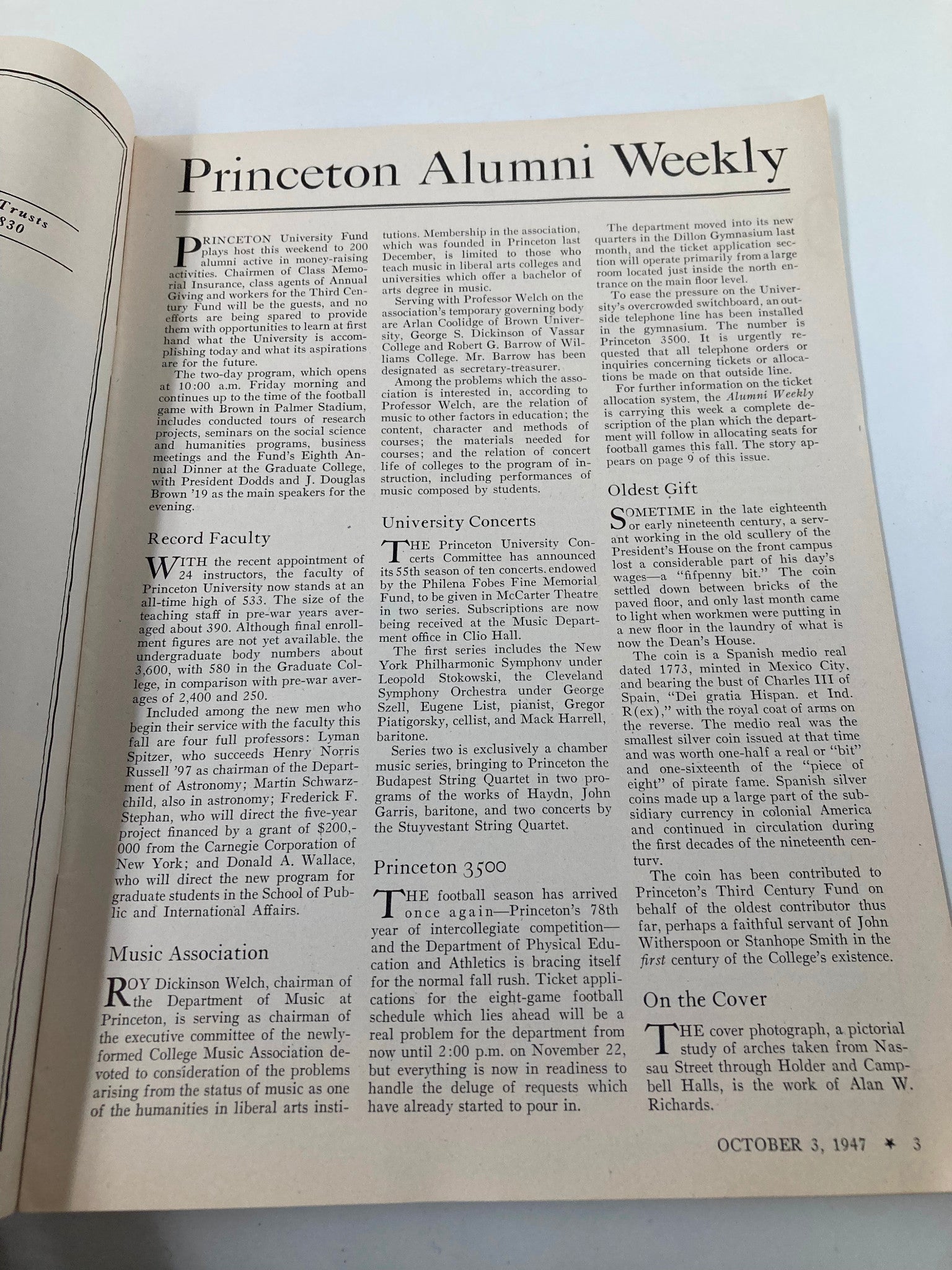 VTG Princeton Alumni Weekly October 3 1947 Princeton's 78th Year Competition