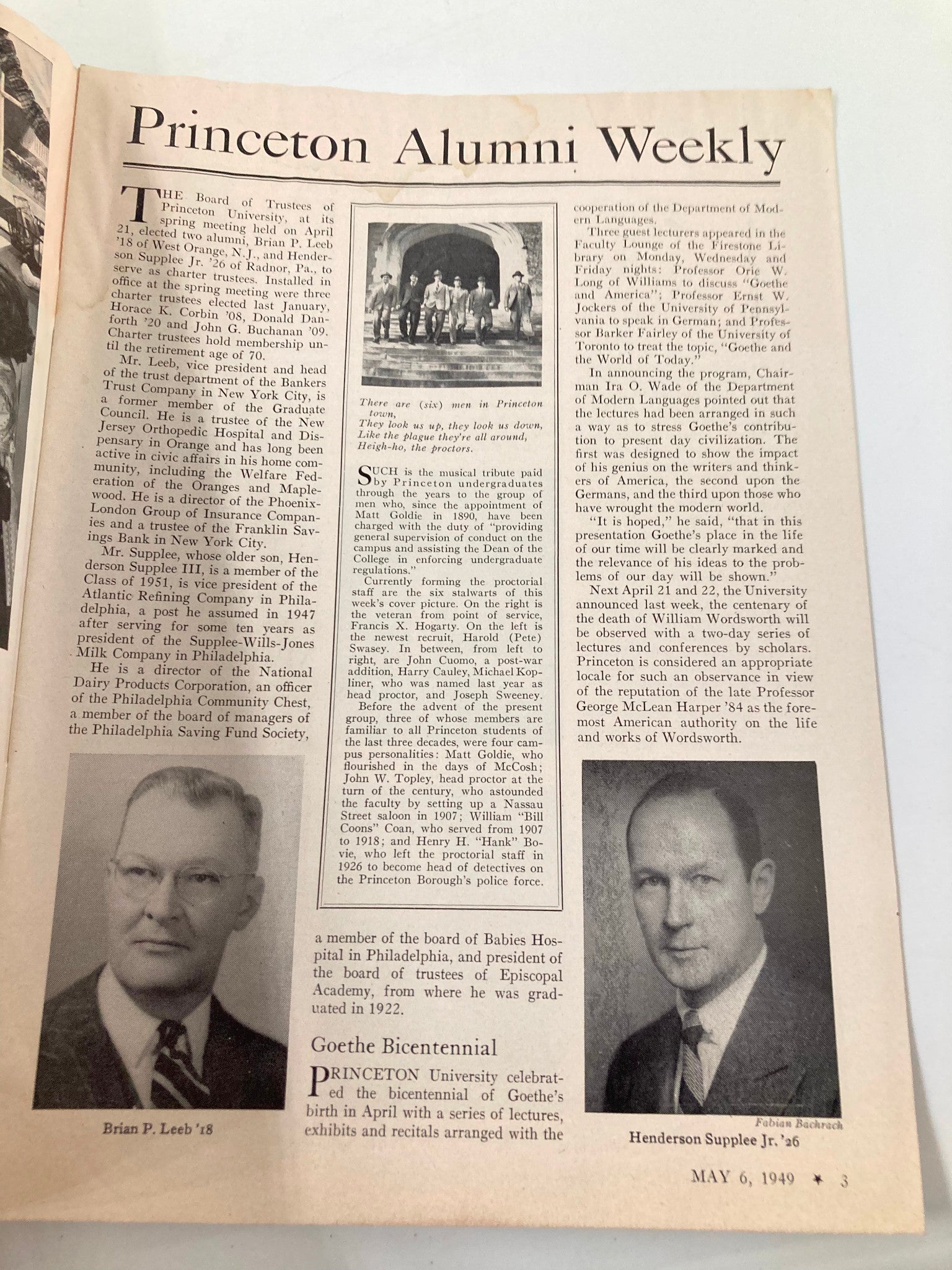 VTG Princeton Alumni Weekly May 6 1949 There Are Six Men in Princeton Town