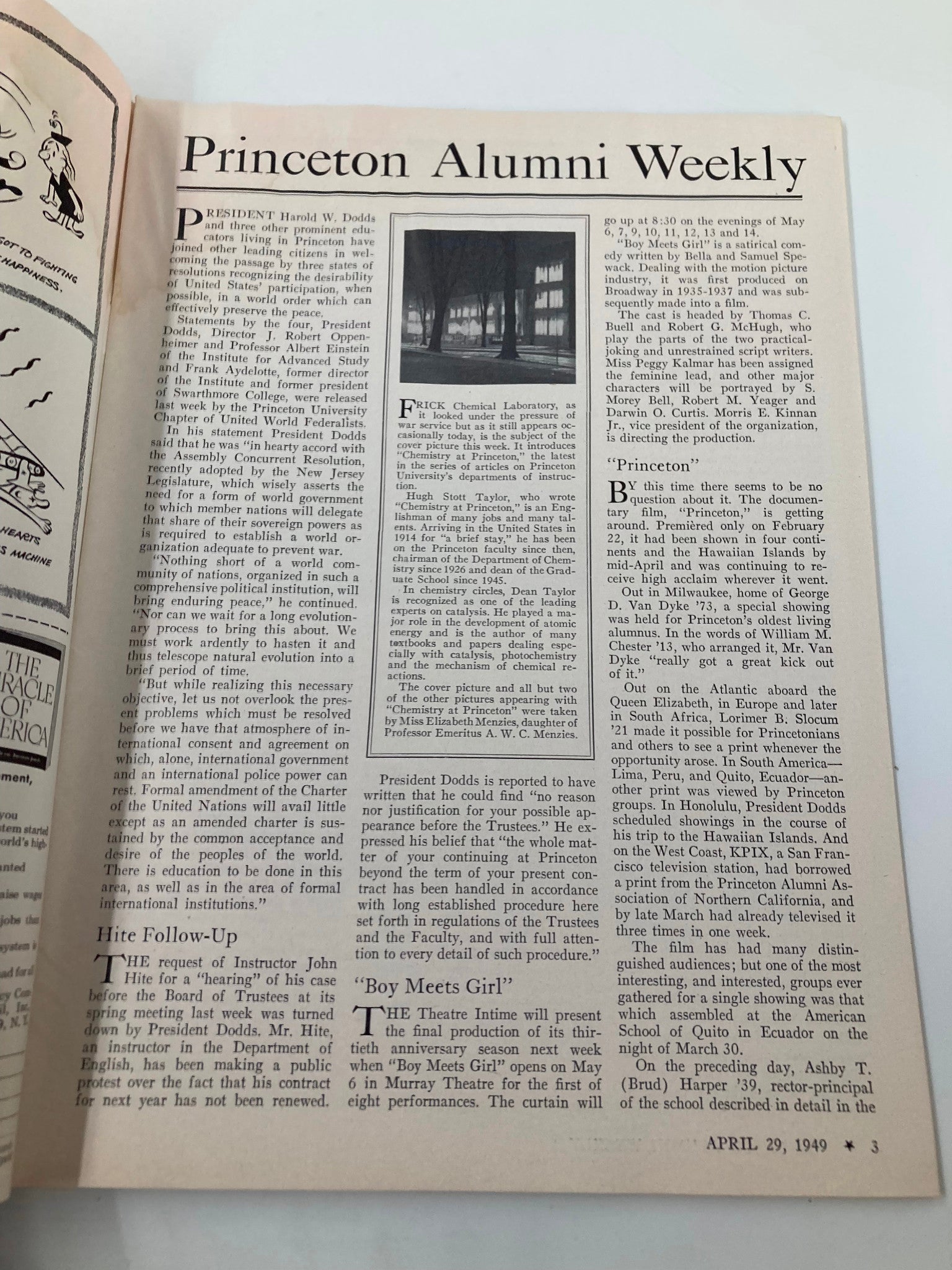 VTG Princeton Alumni Weekly April 29 1949 The Chemistry at Princeton