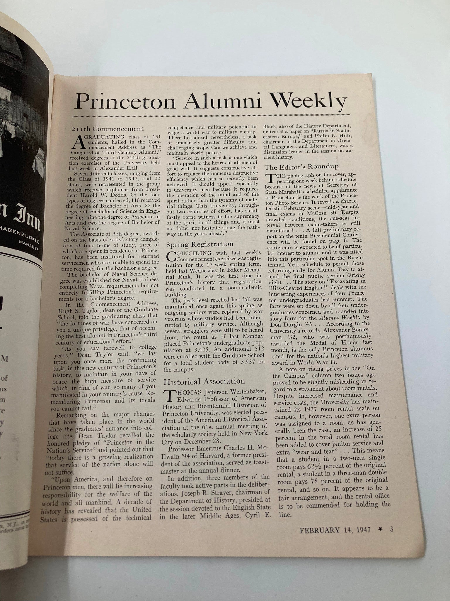 VTG Princeton Alumni Weekly February 14 1947 Thomas Jefferson Wertenbaker