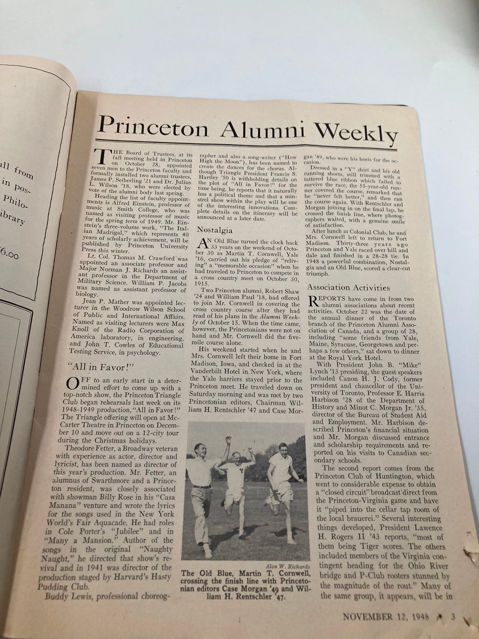 VTG Princeton Alumni Weekly November 12 1948 The Old Blue Martin T. Cornwell