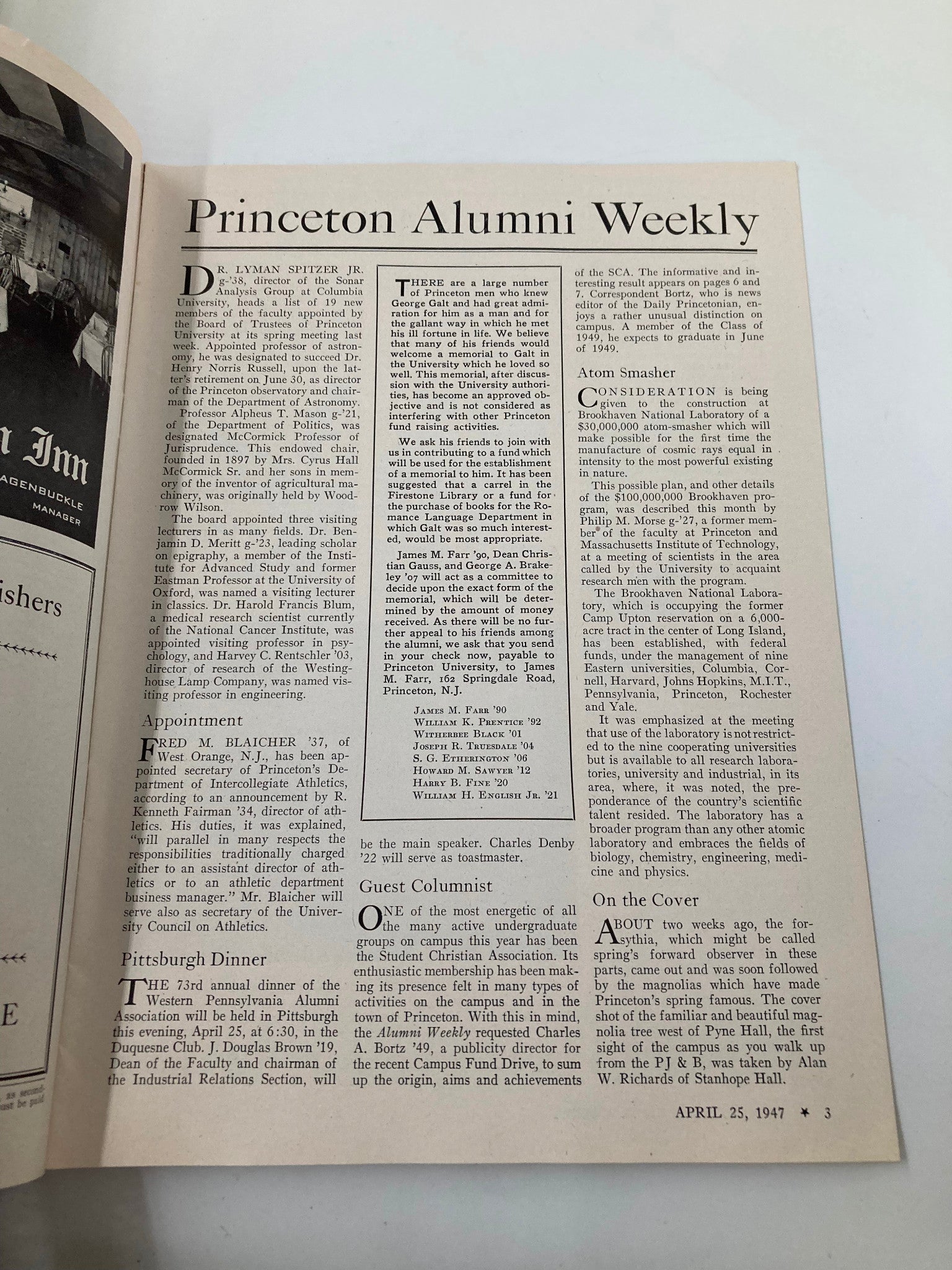 VTG Princeton Alumni Weekly April 25 1947 Princeton Men George Galt