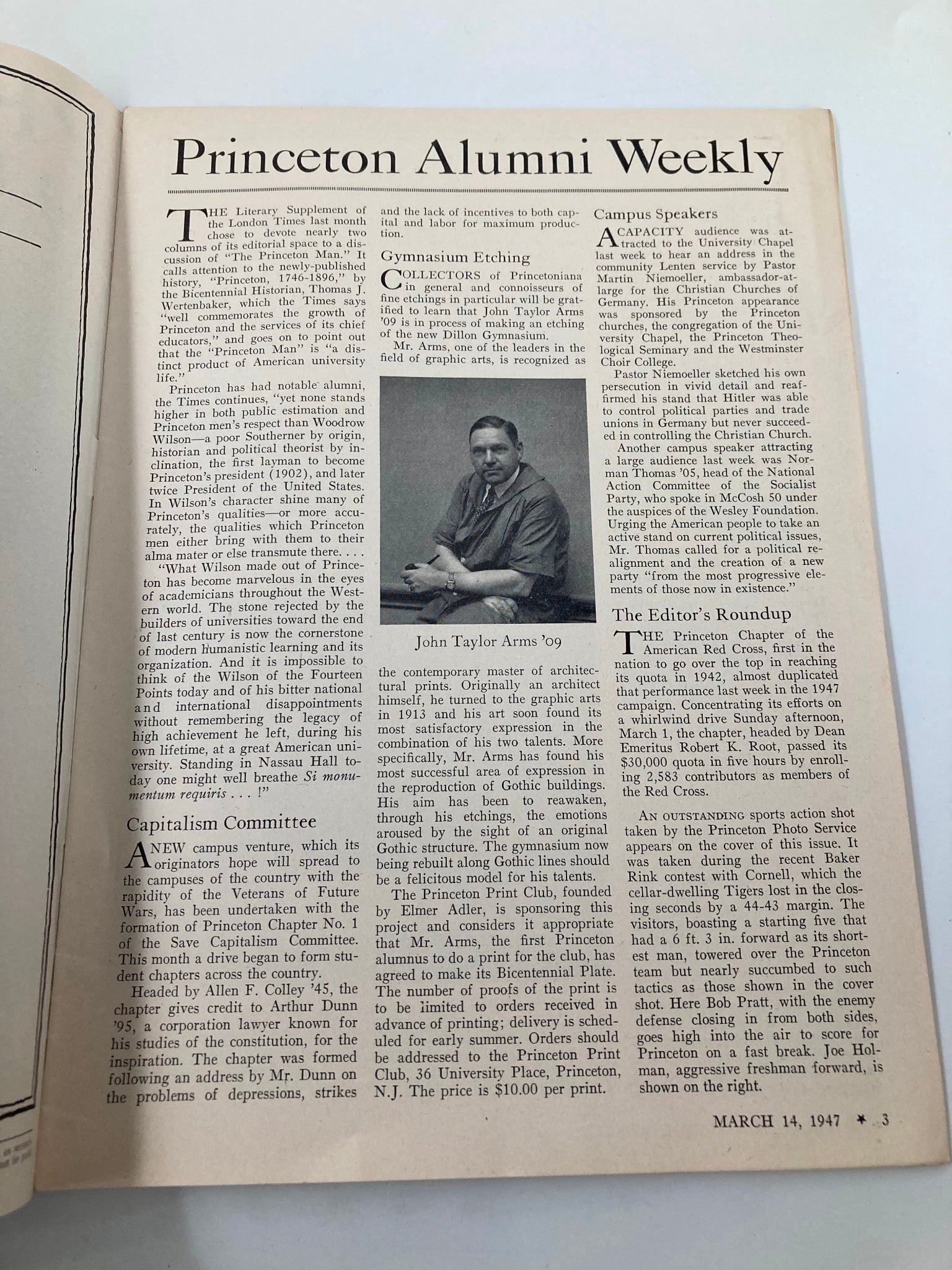 VTG Princeton Alumni Weekly March 14 1947 Princeton's John Taylor Arms '09