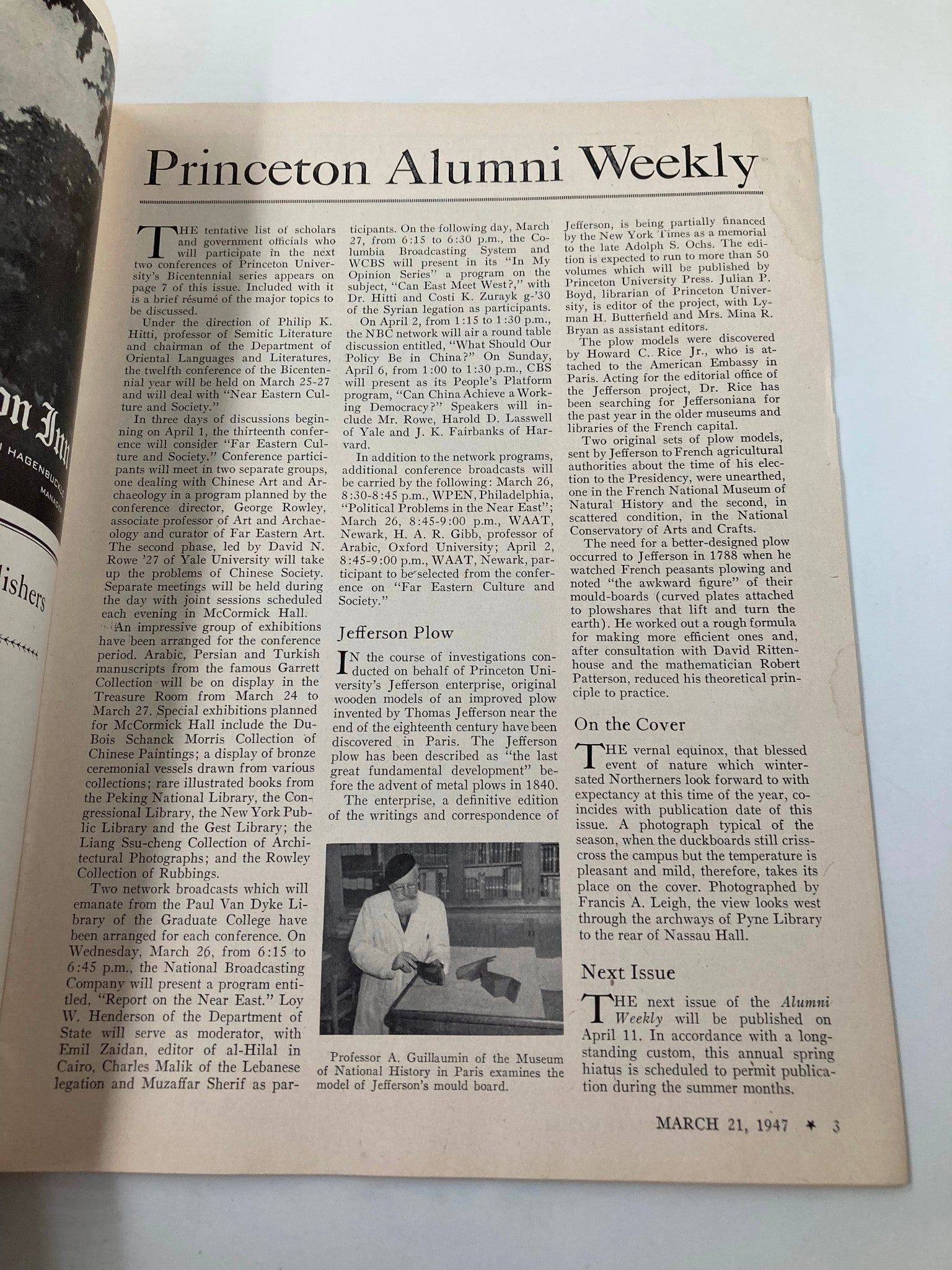 VTG Princeton Alumni Weekly March 21 1947 Professor A. Guillaumin of the Museum