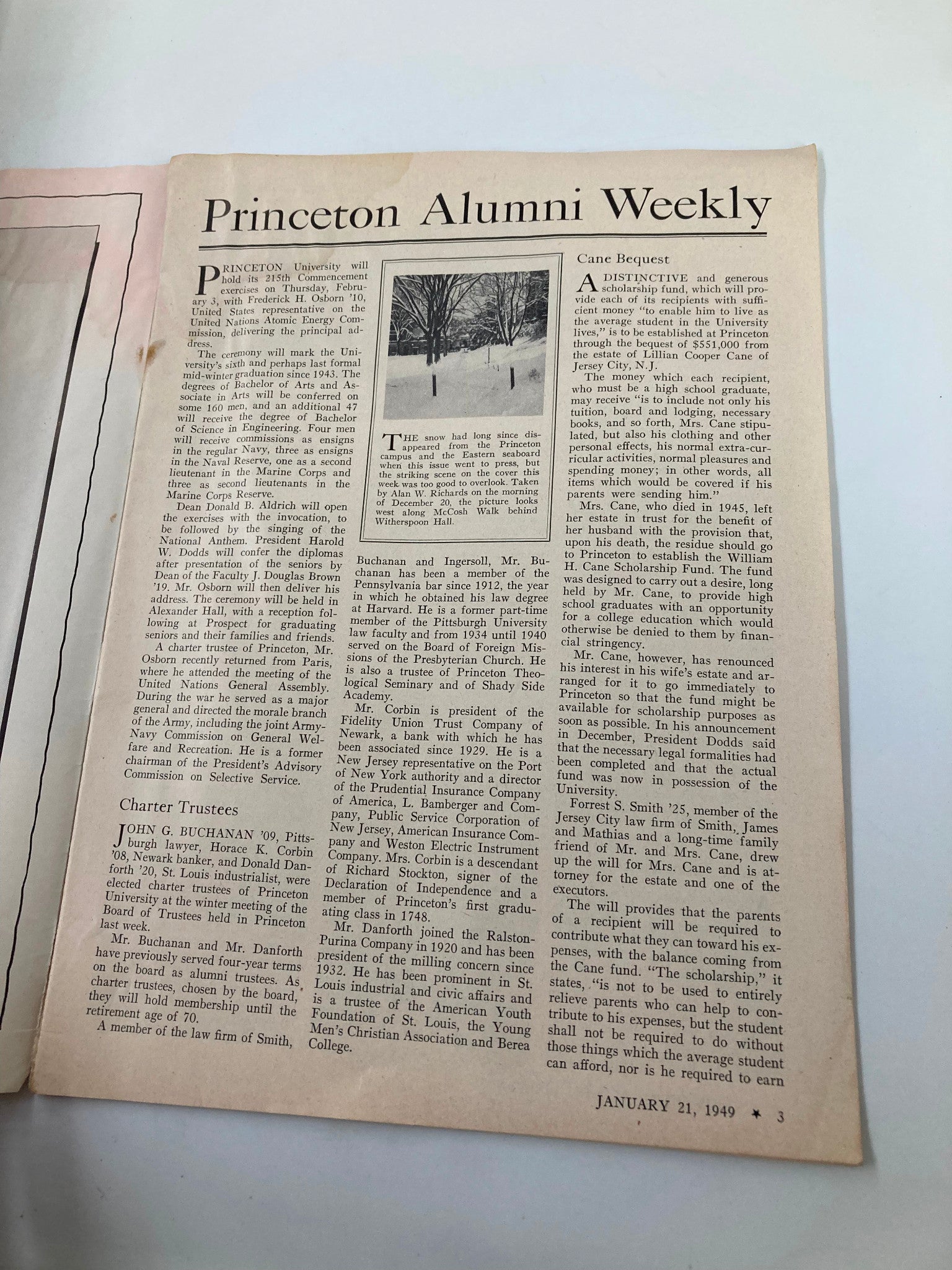 VTG Princeton Alumni Weekly January 21 1949 The Snow at Princeton Campus