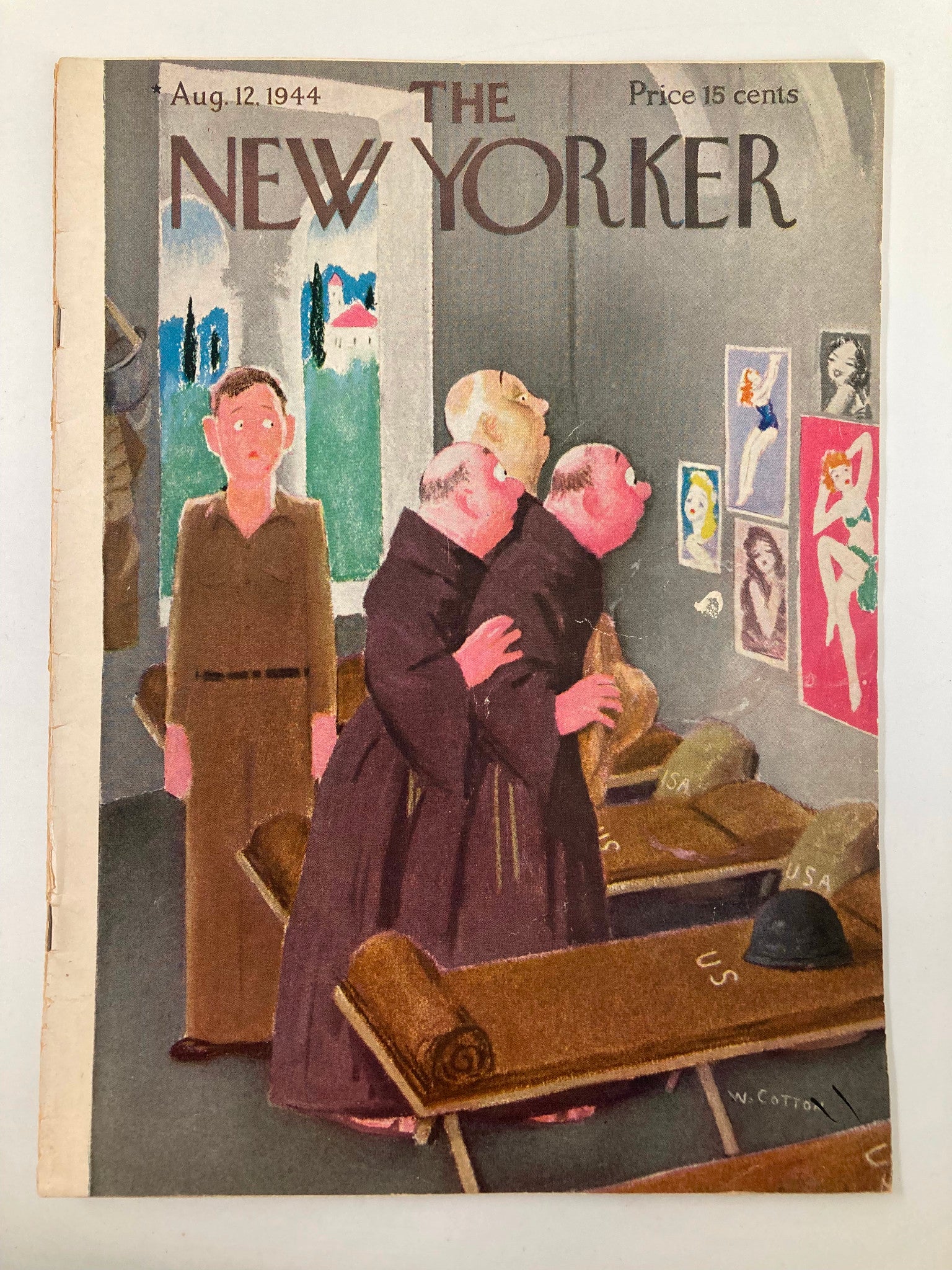 The New Yorker Magazine August 12 1944 Troops and Priests by Will Cotton