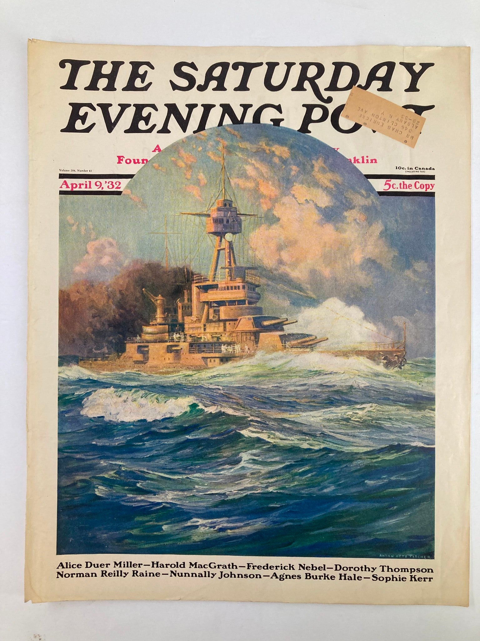 COVER ONLY The Saturday Evening Post April 9 1932 Agnes Burke Hale & Sophie Kerr