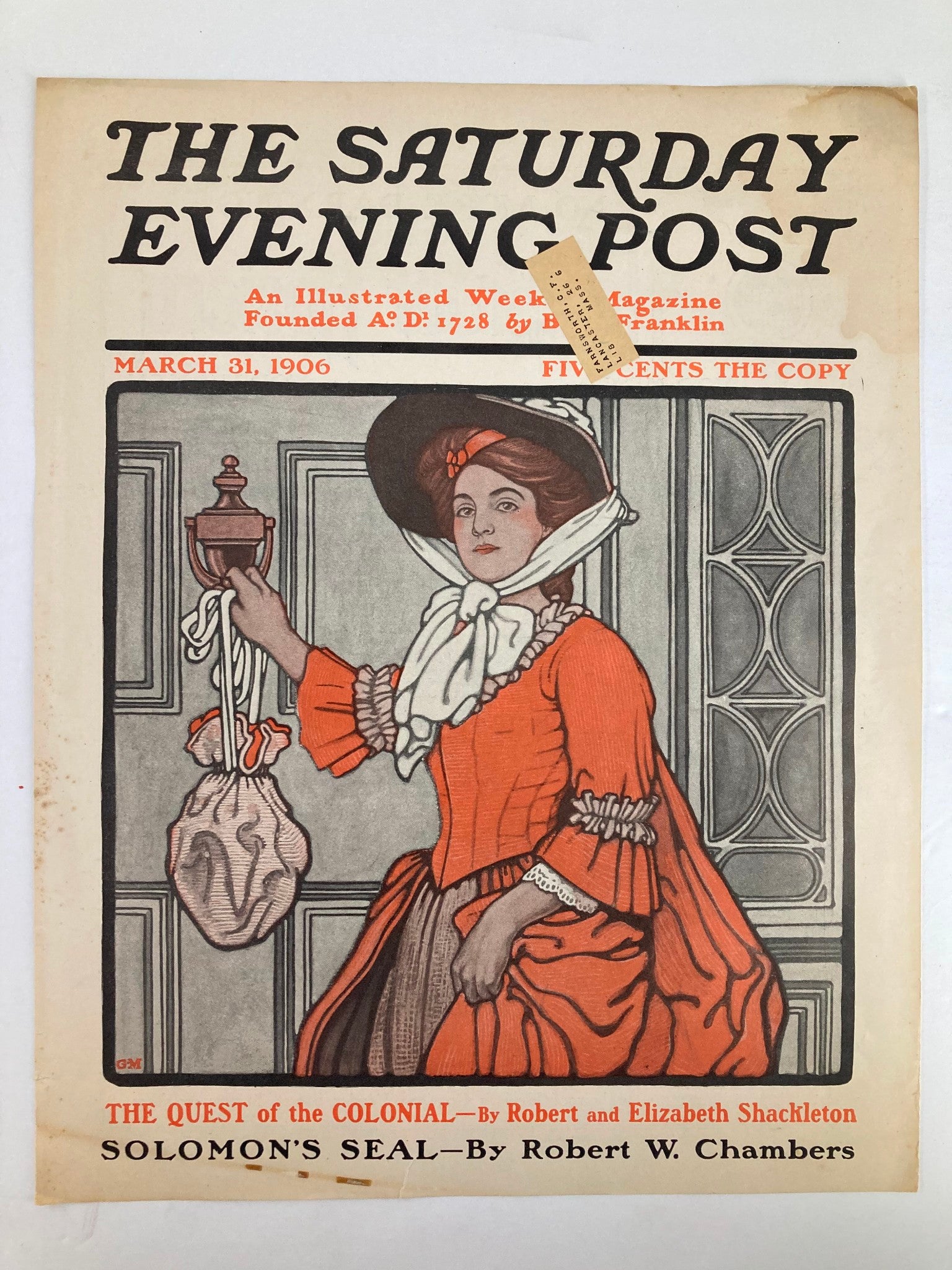 COVER ONLY The Saturday Evening Post March 31 1906 The Quest of the Colonial