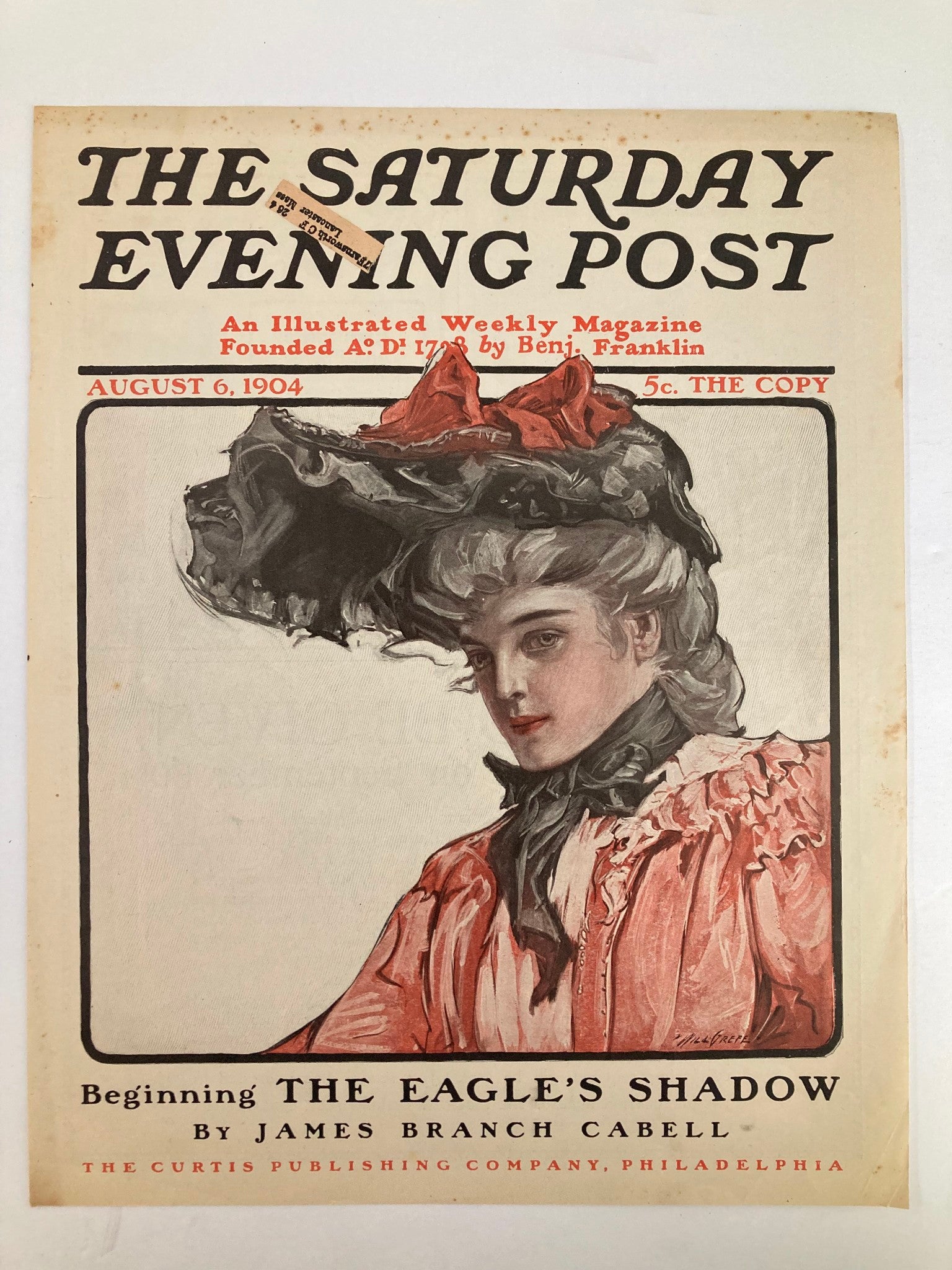 COVER ONLY The Saturday Evening Post August 6 1904 Beginning The Eagle's Shadow