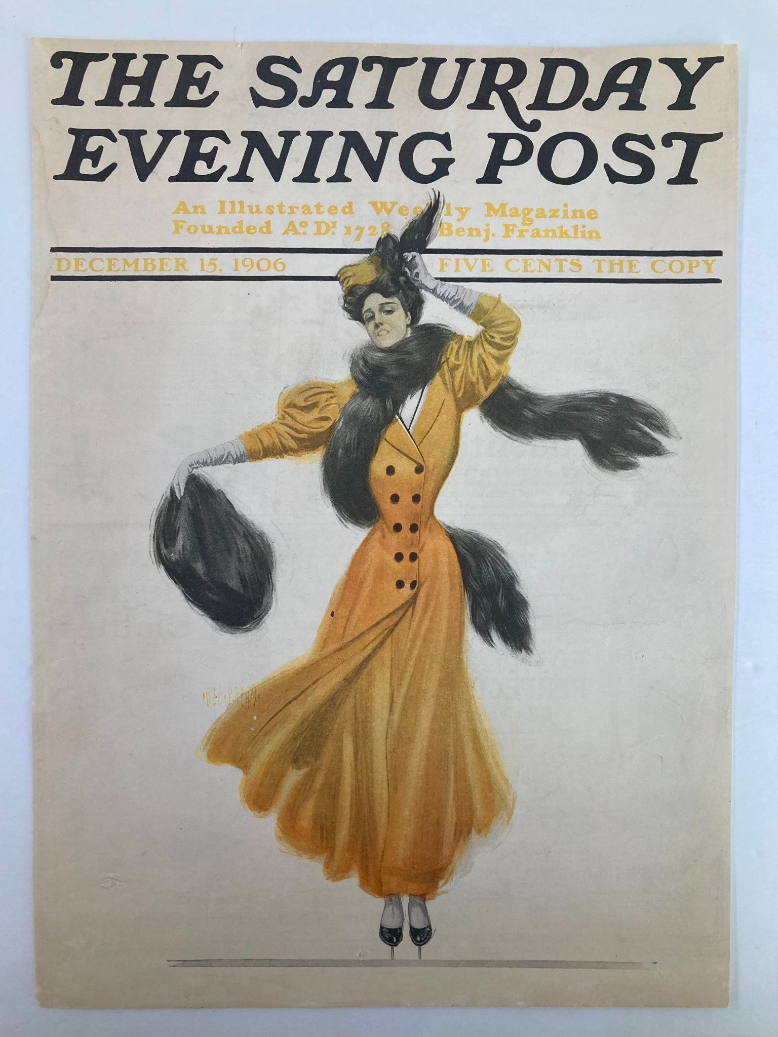 COVER ONLY The Saturday Evening Post December 15 1906 Fashion Lady No Label