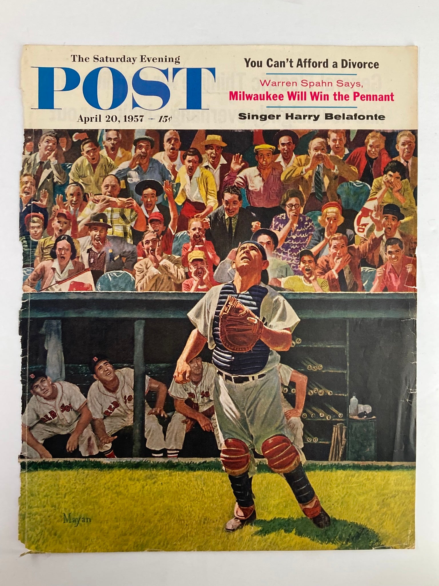 COVER ONLY The Saturday Evening Post April 20 1957 Harry Belafonte No Label