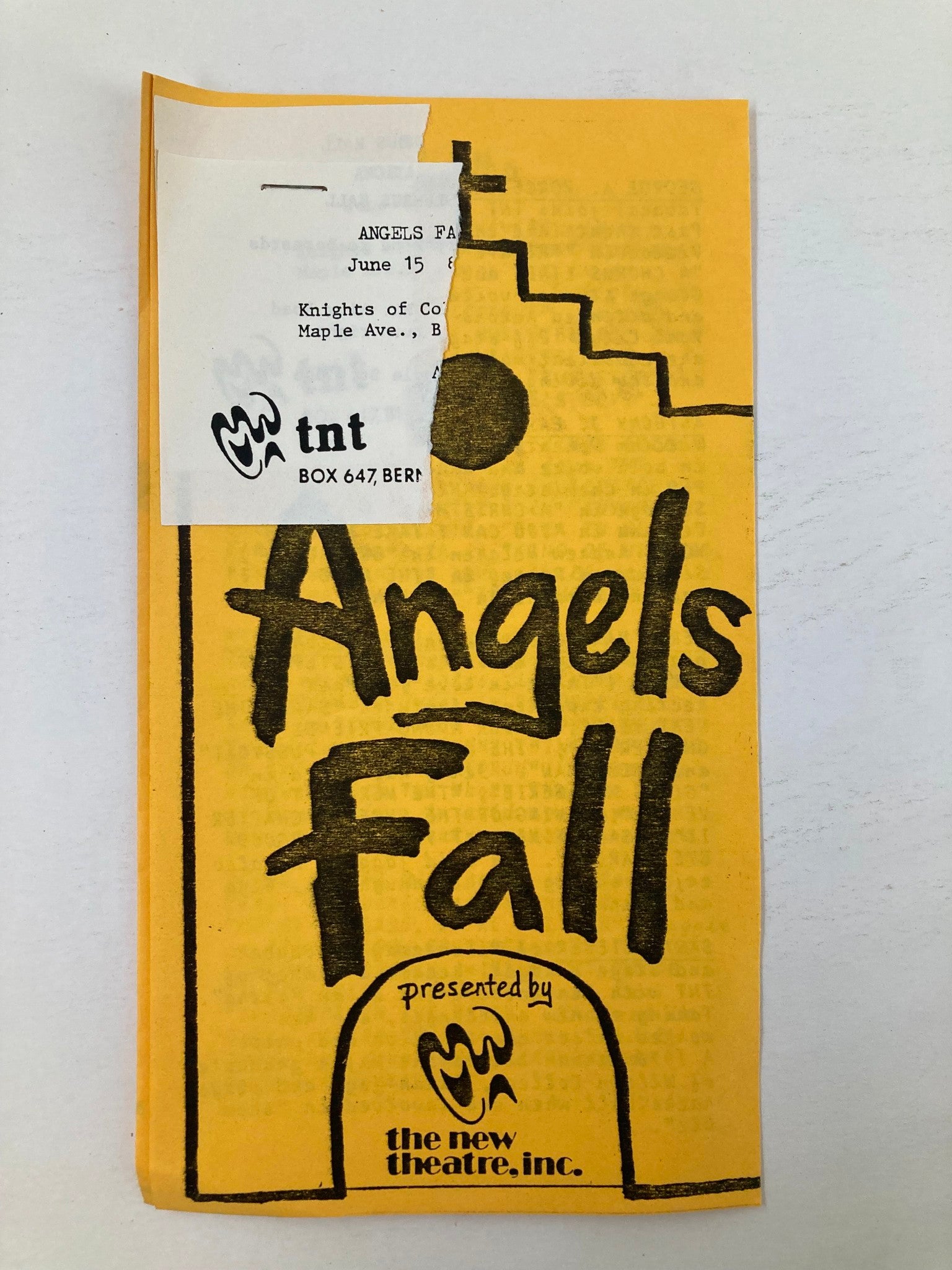 1982 Souvenir Program The New Theatre Inc. Angels Fall by Jerry Marino