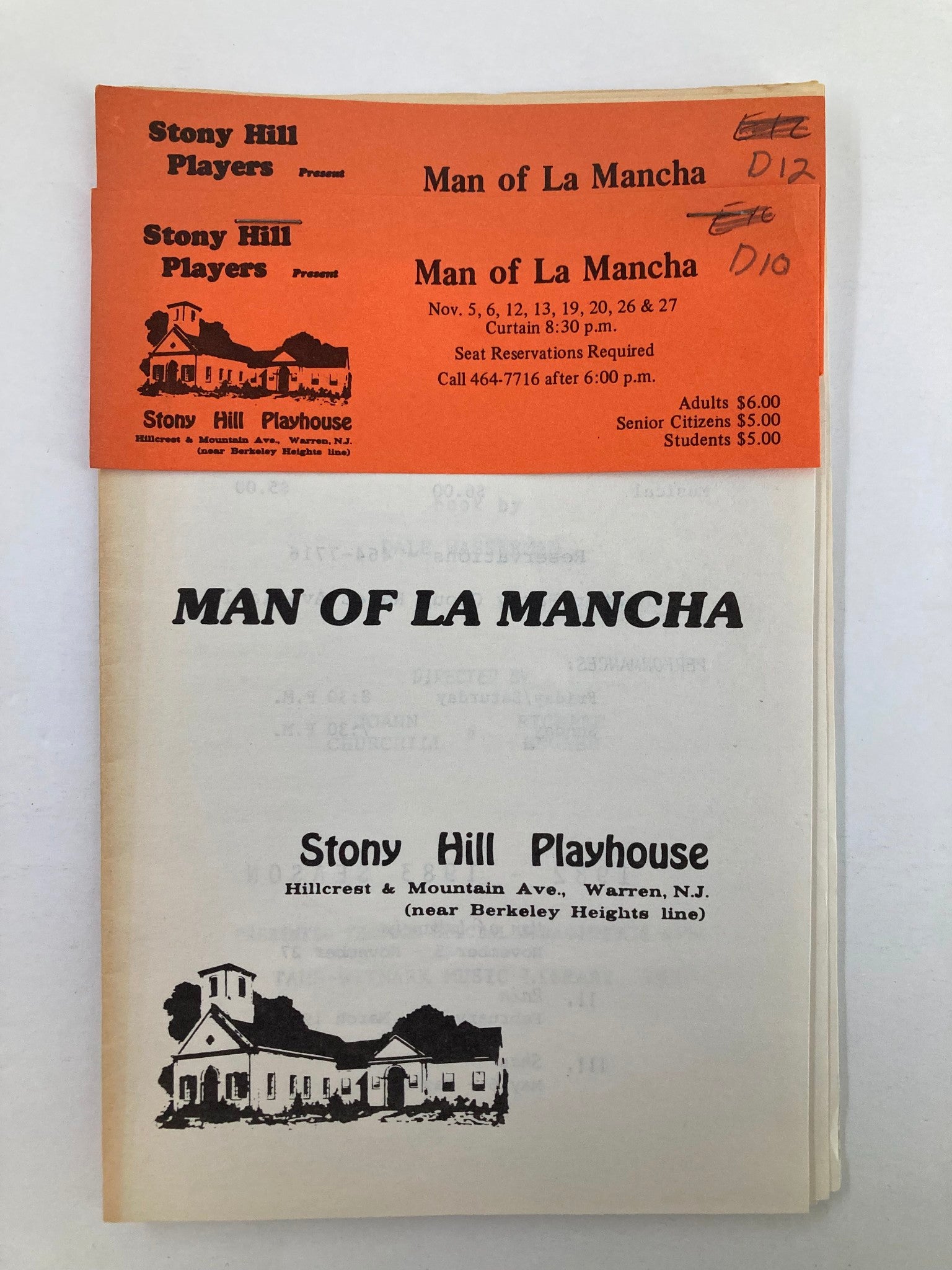 1965 Program Stony Hill Playhouse Presents Man of La Mancha