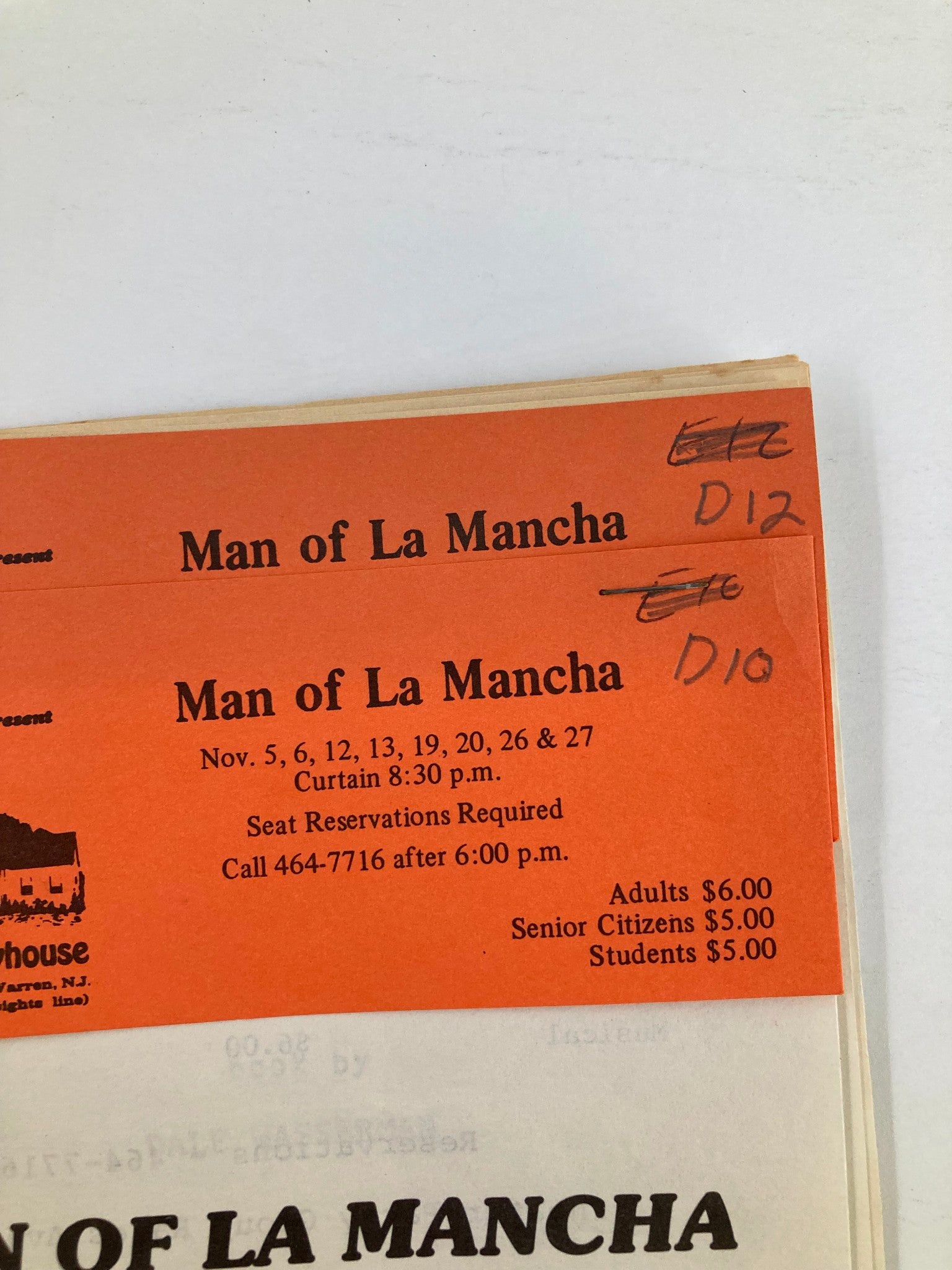 1965 Program Stony Hill Playhouse Presents Man of La Mancha