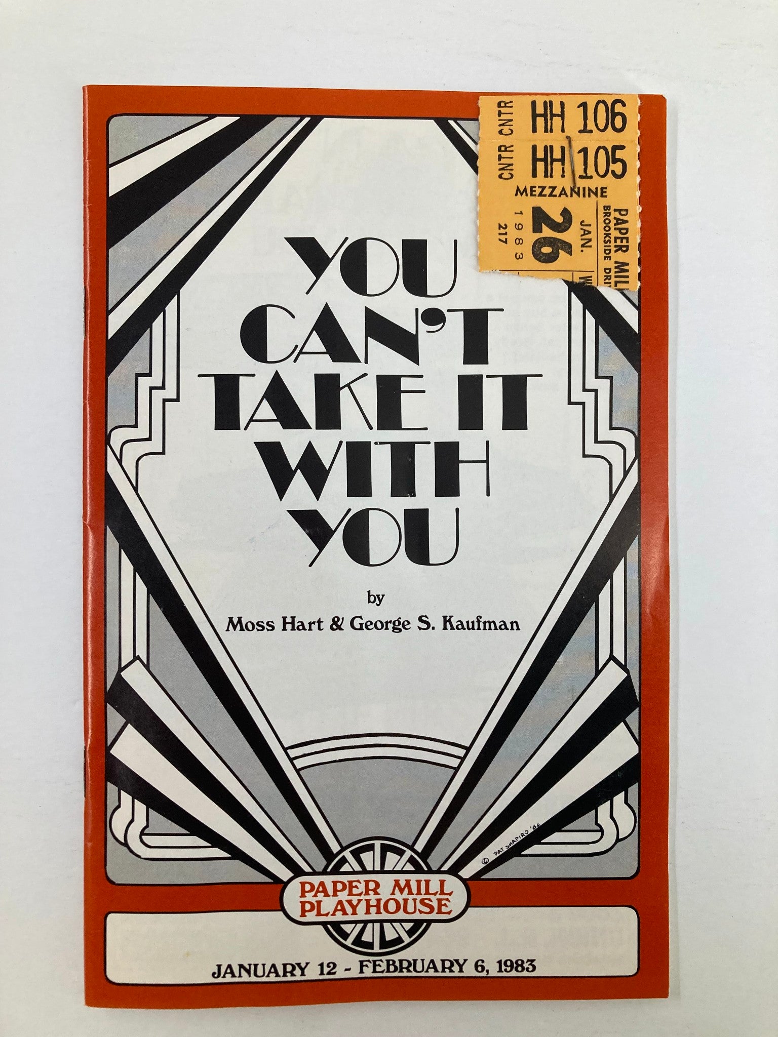 1983 Program Paper Mill Playhouse You Can't Take It With You by Moss Hart