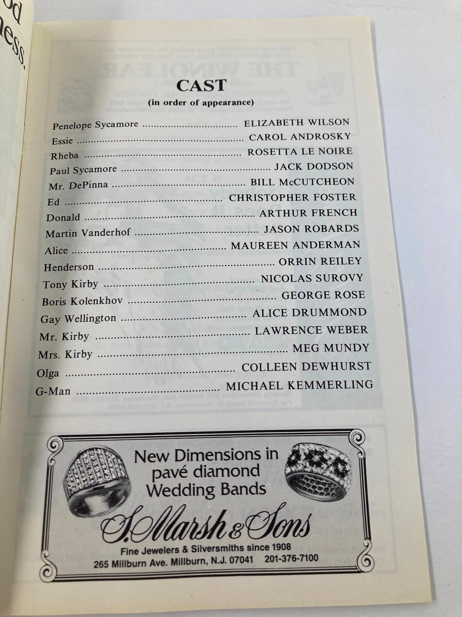 1983 Program Paper Mill Playhouse You Can't Take It With You by Moss Hart