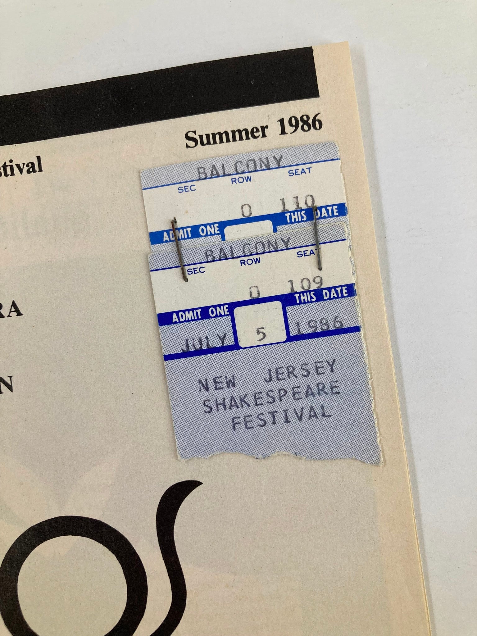 1986 Program New Jersey Shakespeare Festival William Shakespeare's Julius Caesar