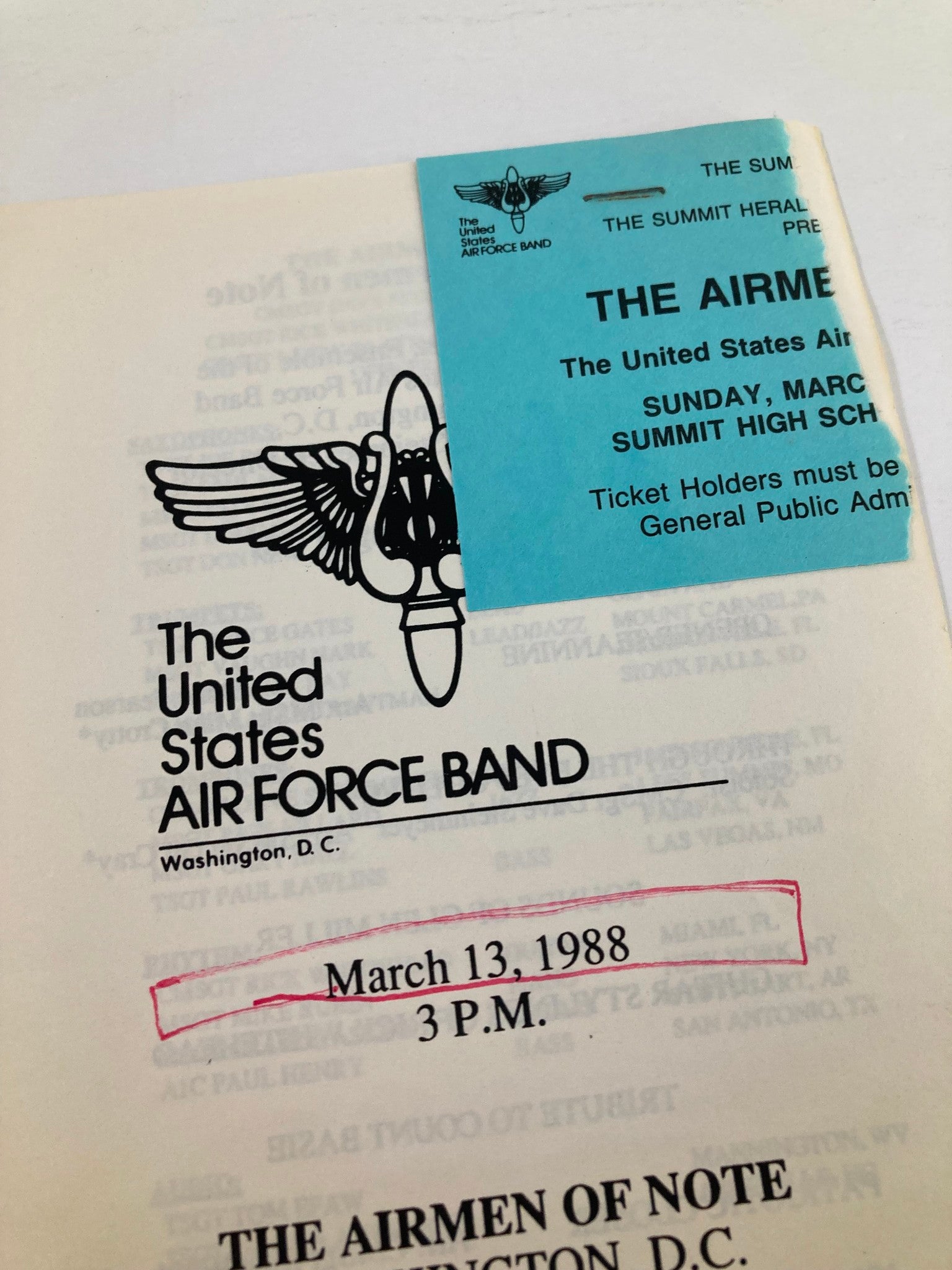 1988 Program The United States Air Force Band Presents The Airmen of Note