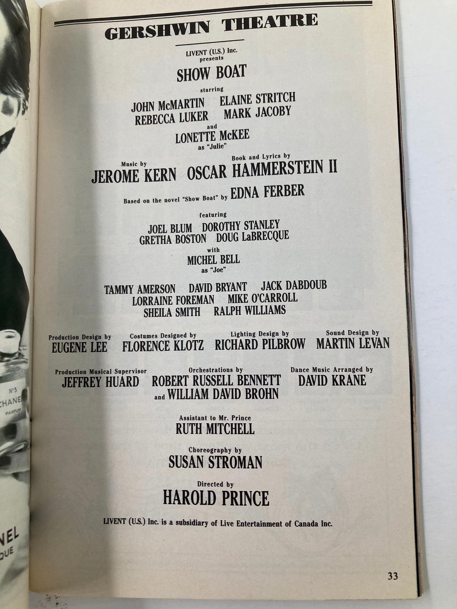 1994 Playbill Gershwin Theatre John McMartin and Elaine Stritch in Show Boat