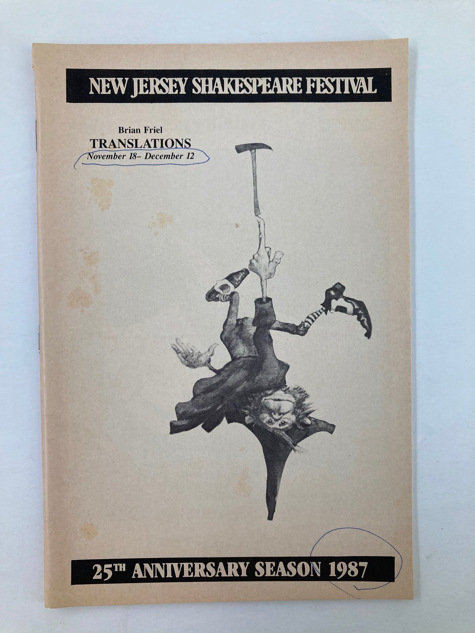 1982 Program New Jersey Shakespeare Festival Brian Friel in Translations