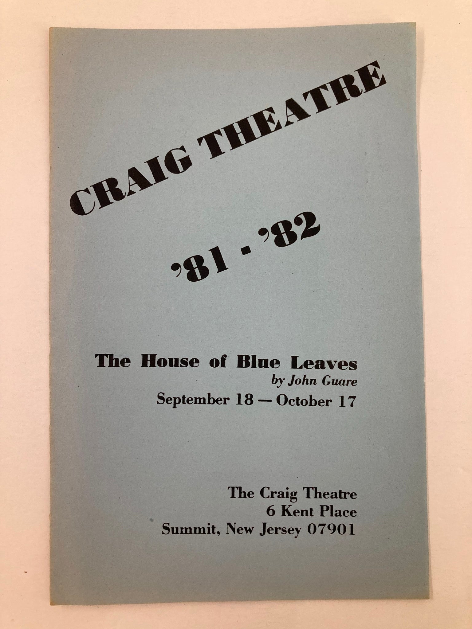 1981 Program Craig Theatre Joseph Armrose in The House of Blue Leaves