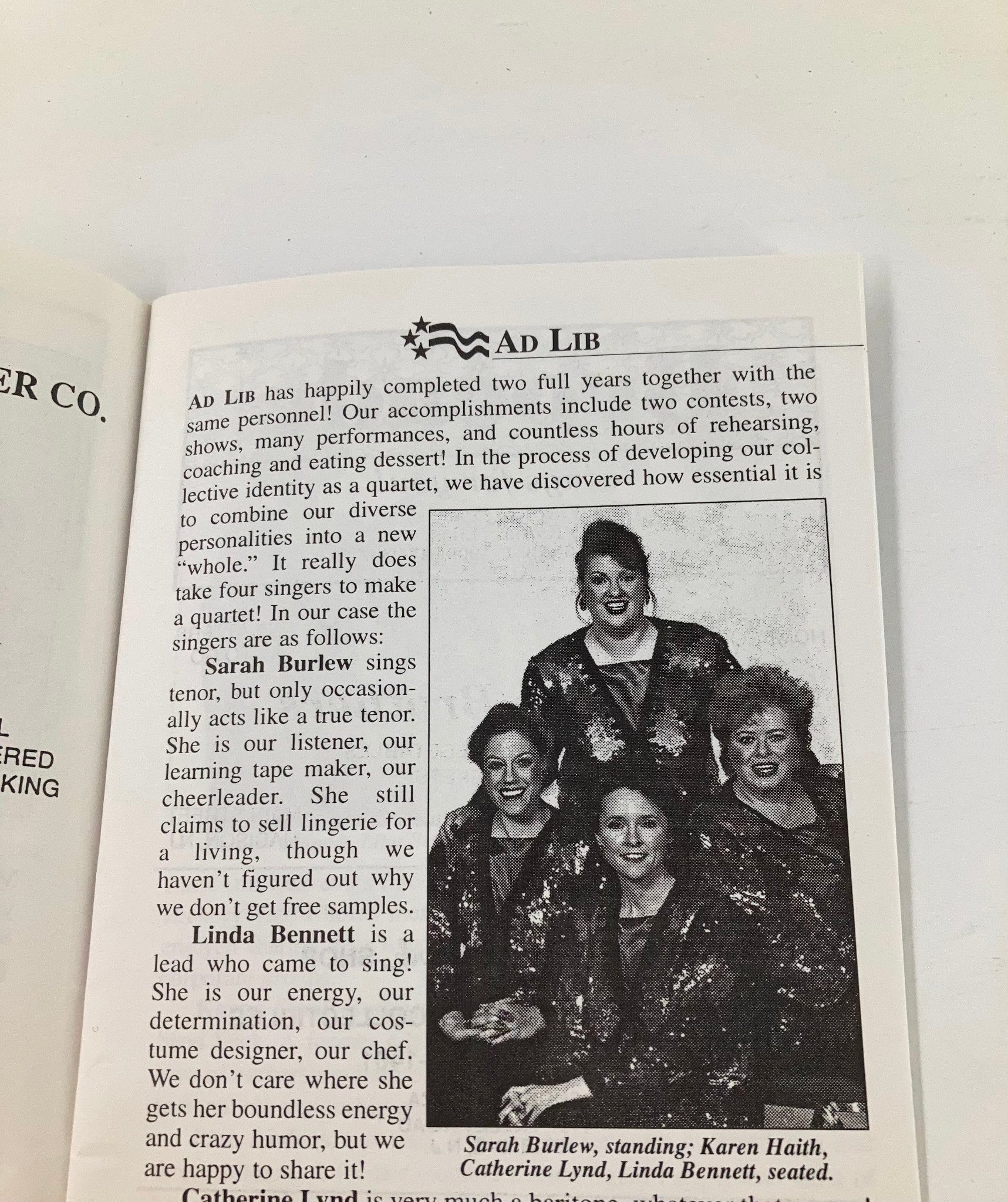 1995 Program Sentimental Journey Present Hickory Tree Chorus