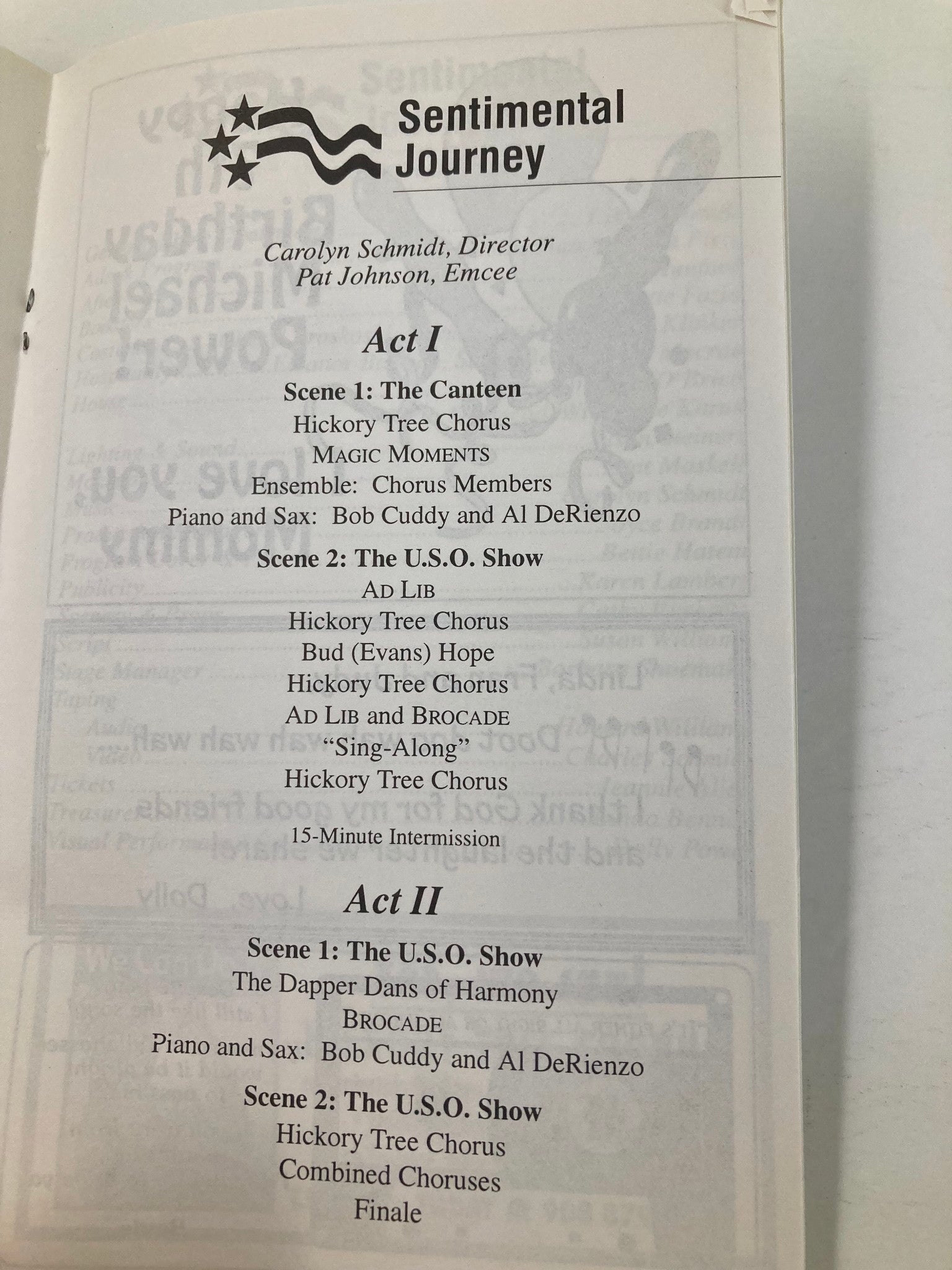 1995 Program Sentimental Journey Present Hickory Tree Chorus