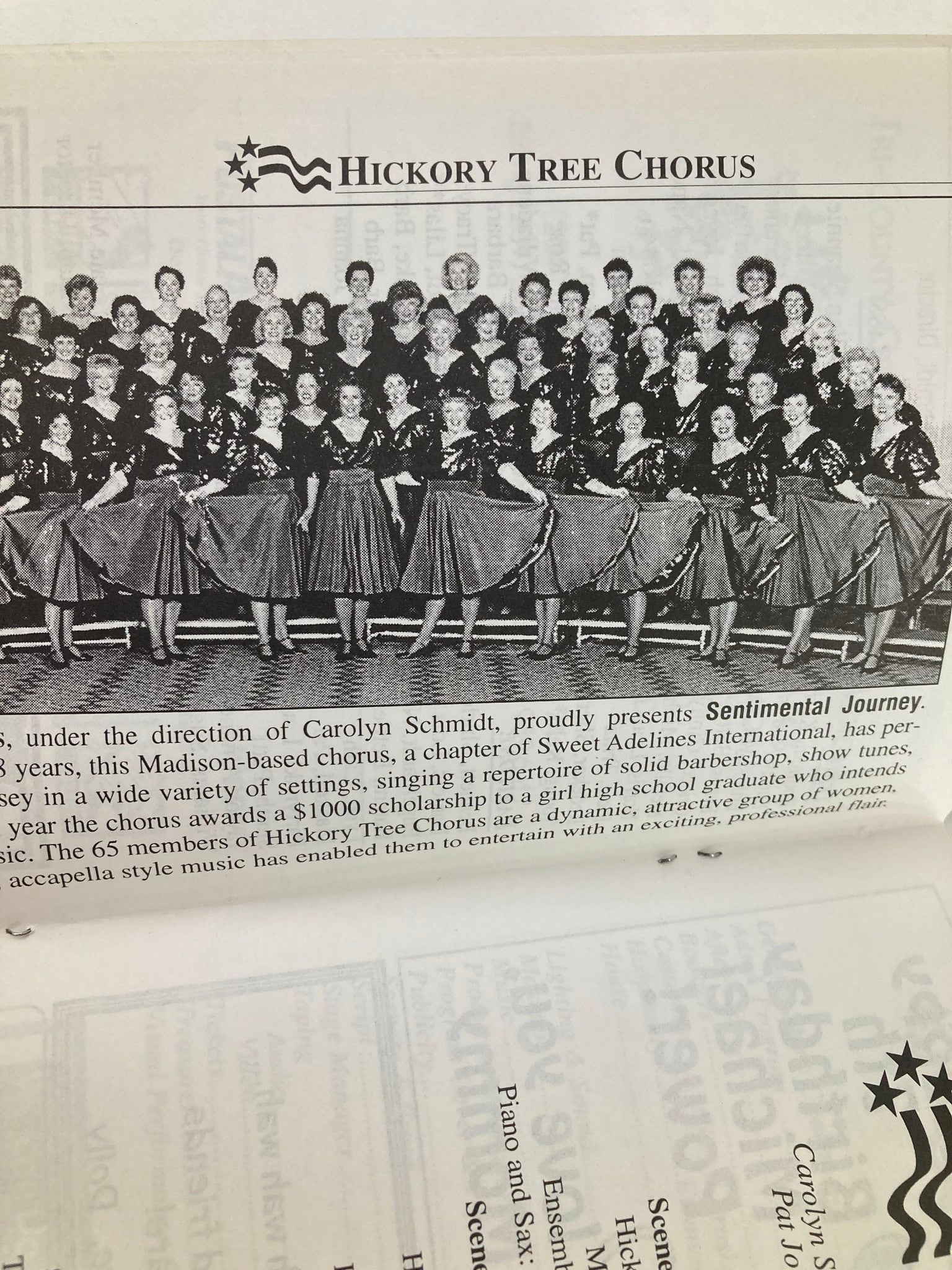 1995 Program Sentimental Journey Present Hickory Tree Chorus